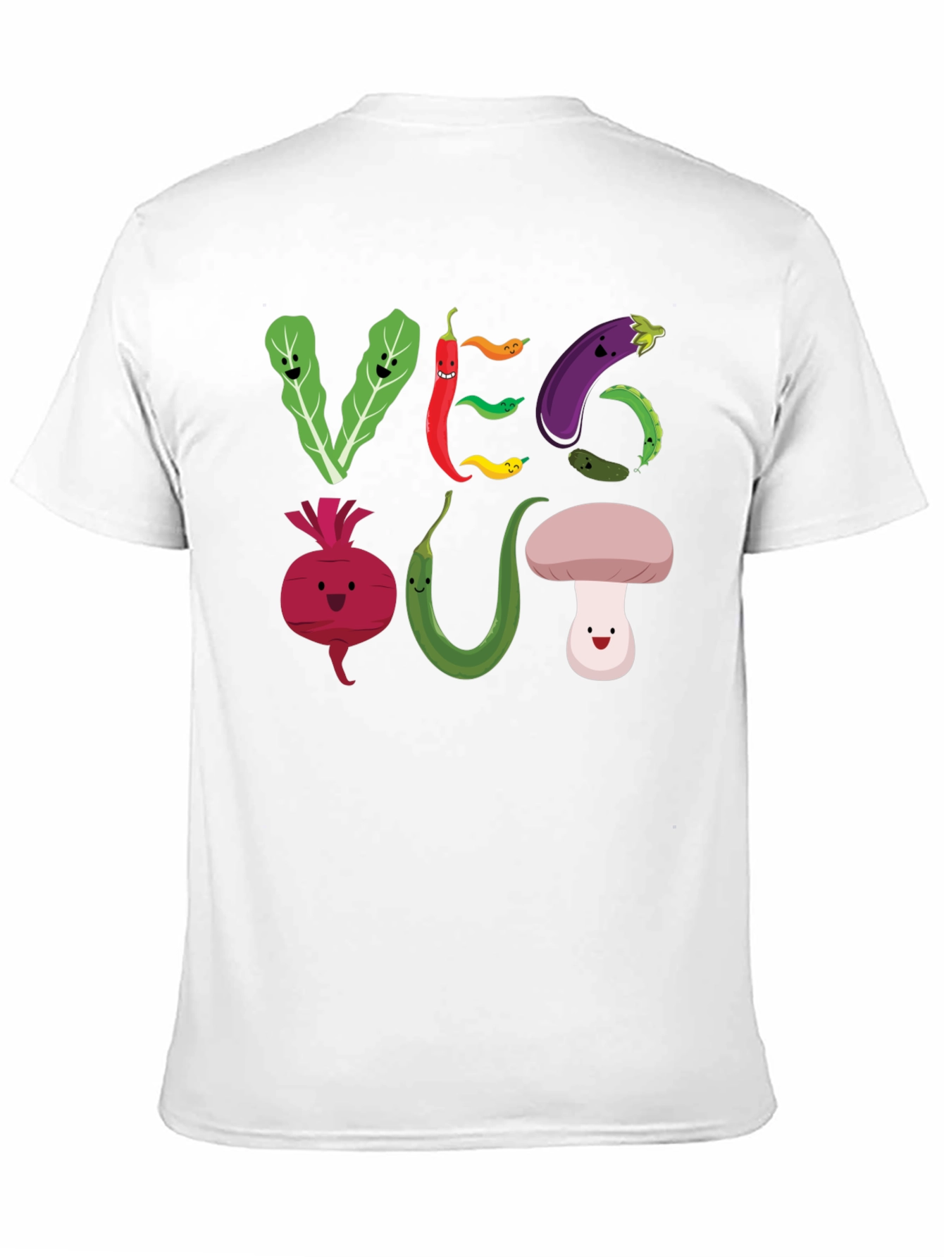 Black Veg Out T-Shirt - Cute Cartoon Vegetables view 11