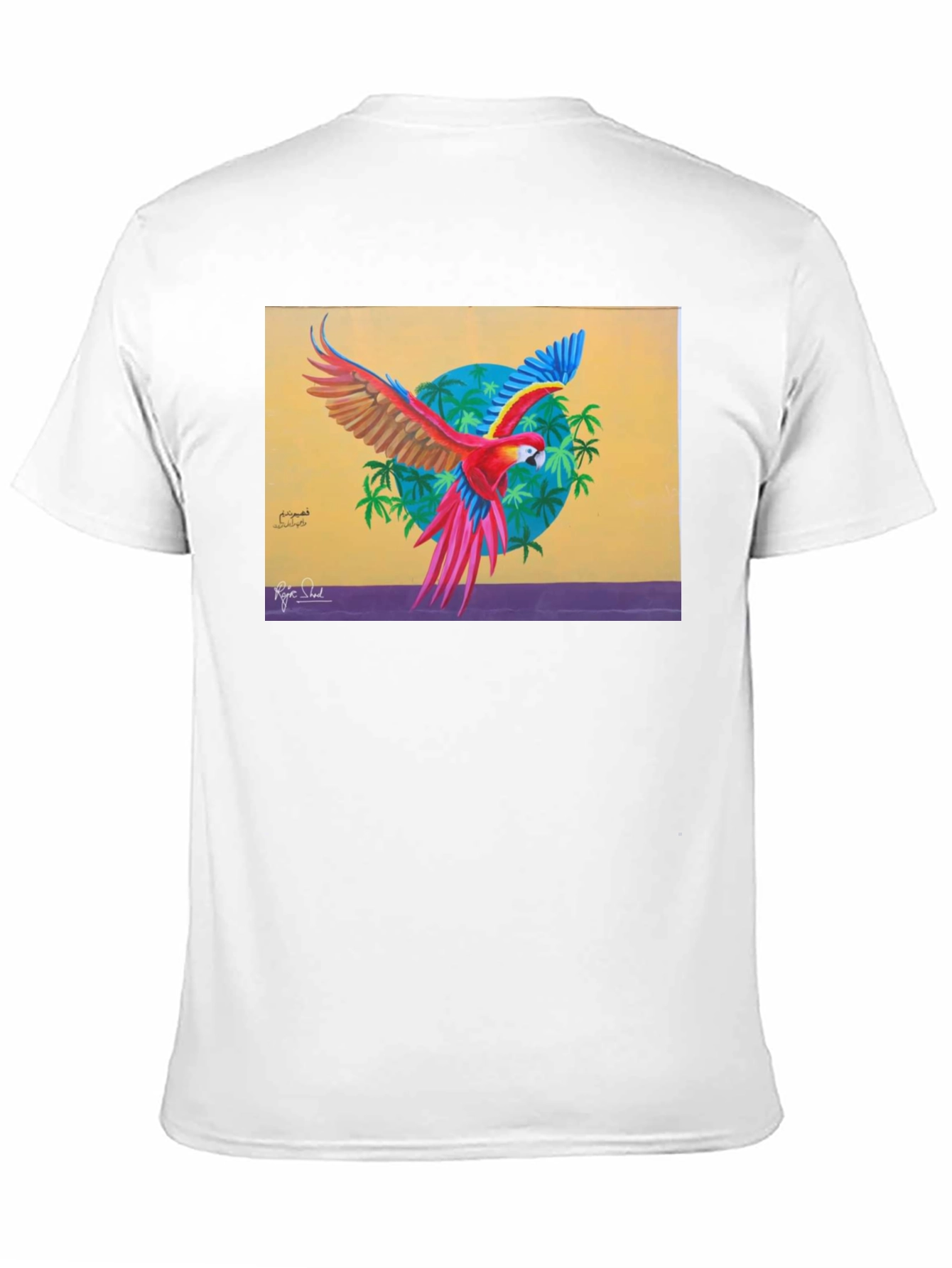 Black Tropical Parrot Graphic Tee - Vivid Art Print view 11