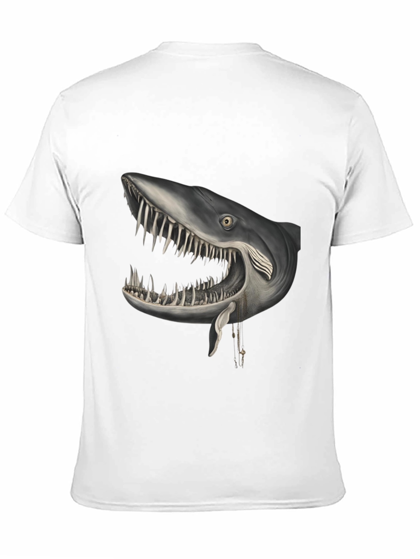 Black Shark Head Graphic Print Crew Neck T-Shirt view 11