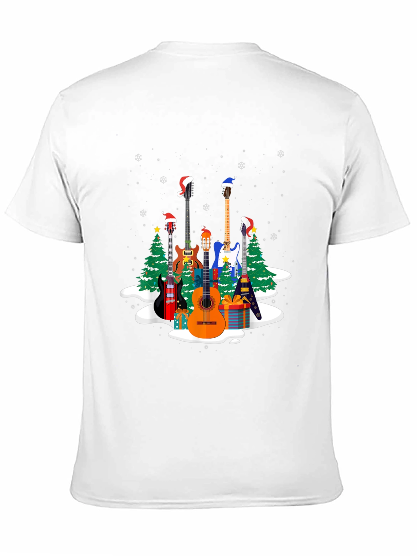 Black Festive Guitar Christmas T-Shirt view 11