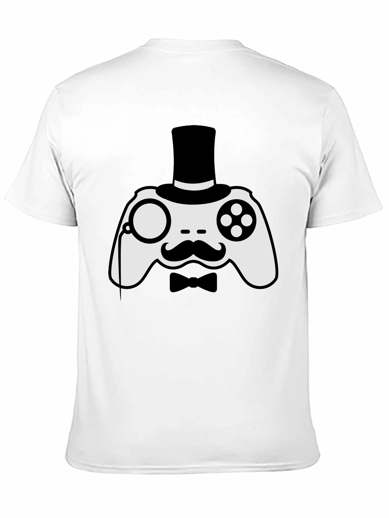 Black Gentleman Gamer T-Shirt - Controller with Monocle & Top Hat view 11