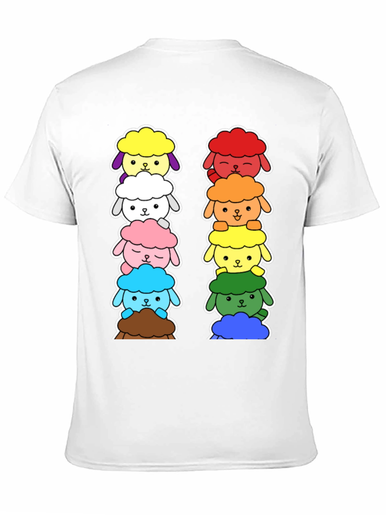 Black Rainbow Sheep Stack T-Shirt - Cute & Unique! view 11