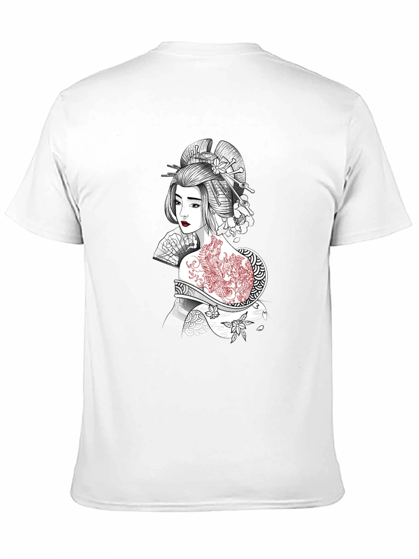 Black Geisha Graphic Print Black T-Shirt view 11