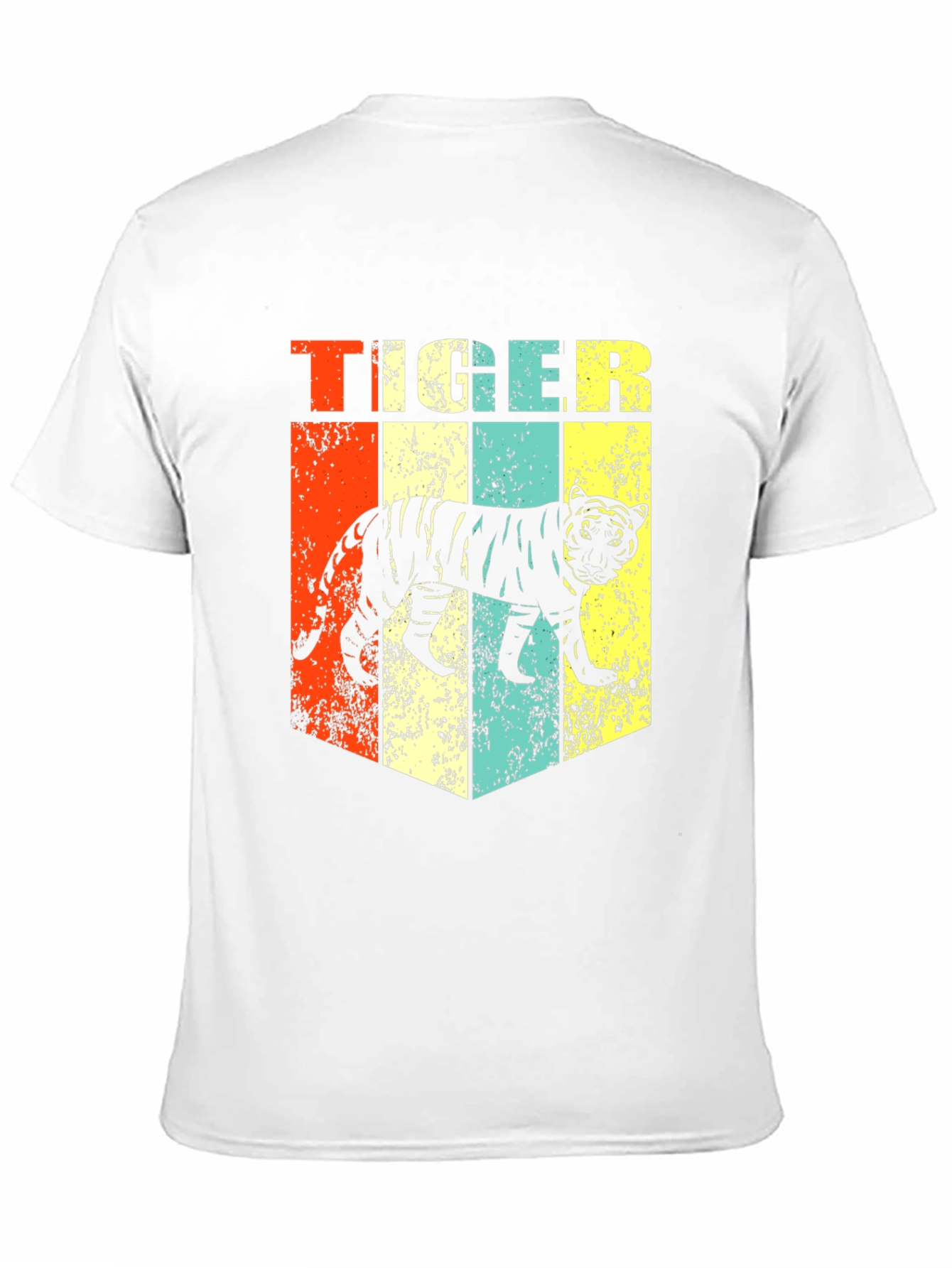 Black Retro Tiger Graphic Print Men's Black T-Shirt view 11