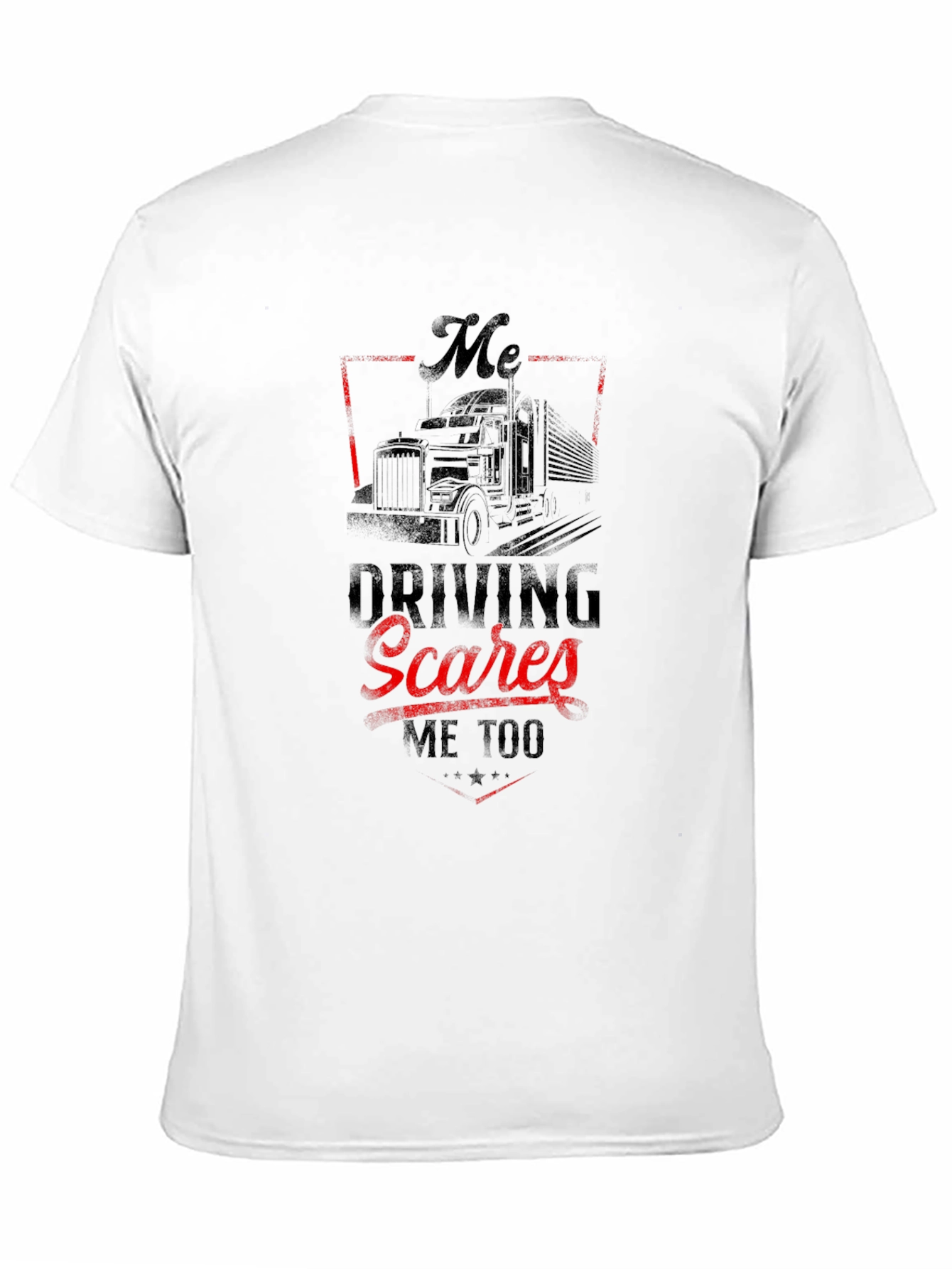 Black Trucker T-Shirt - "Driving Scares Me Too" Graphic Tee view 11