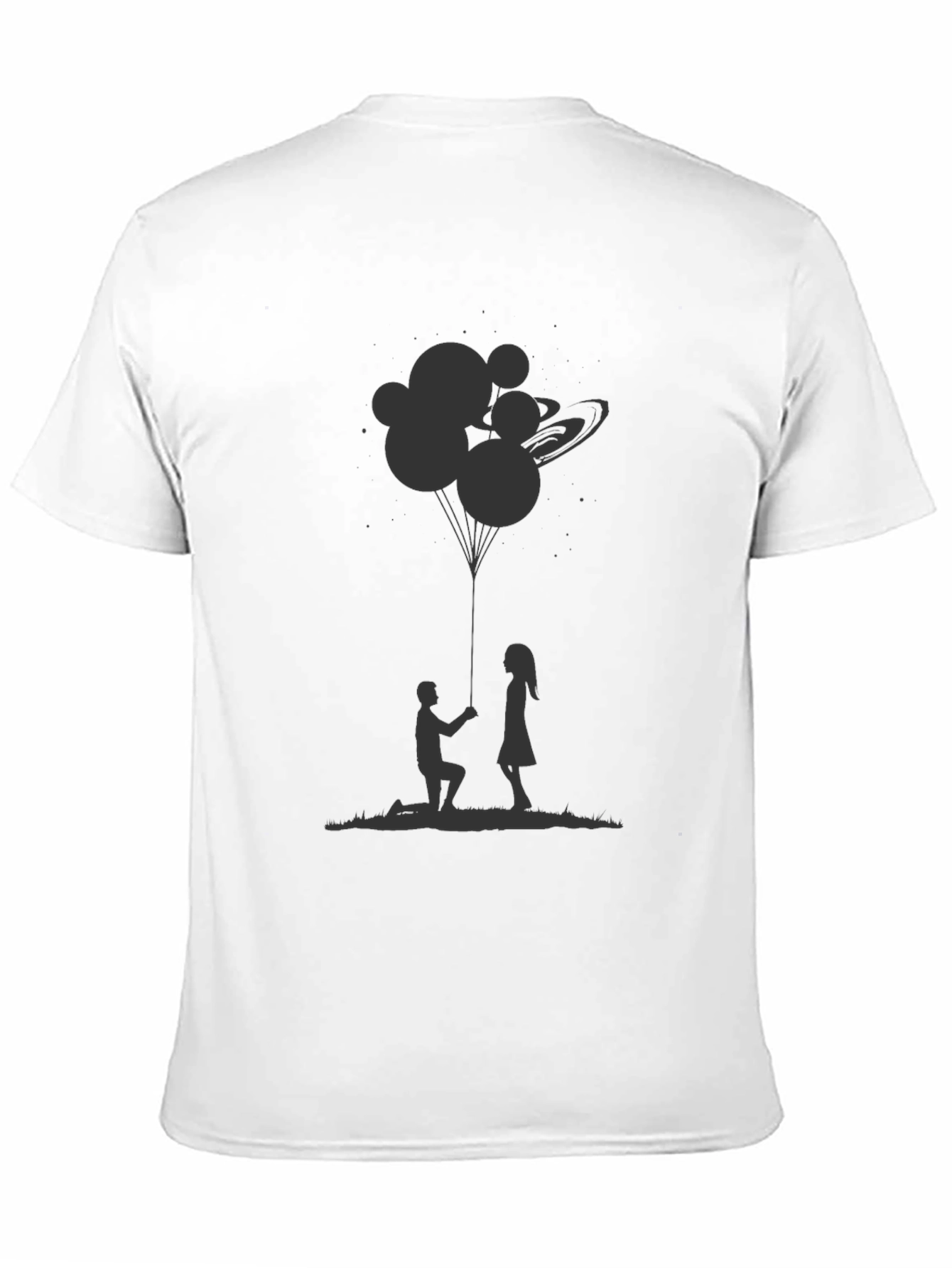 Black Romantic Proposal Graphic Tee - Soft Black Cotton view 11
