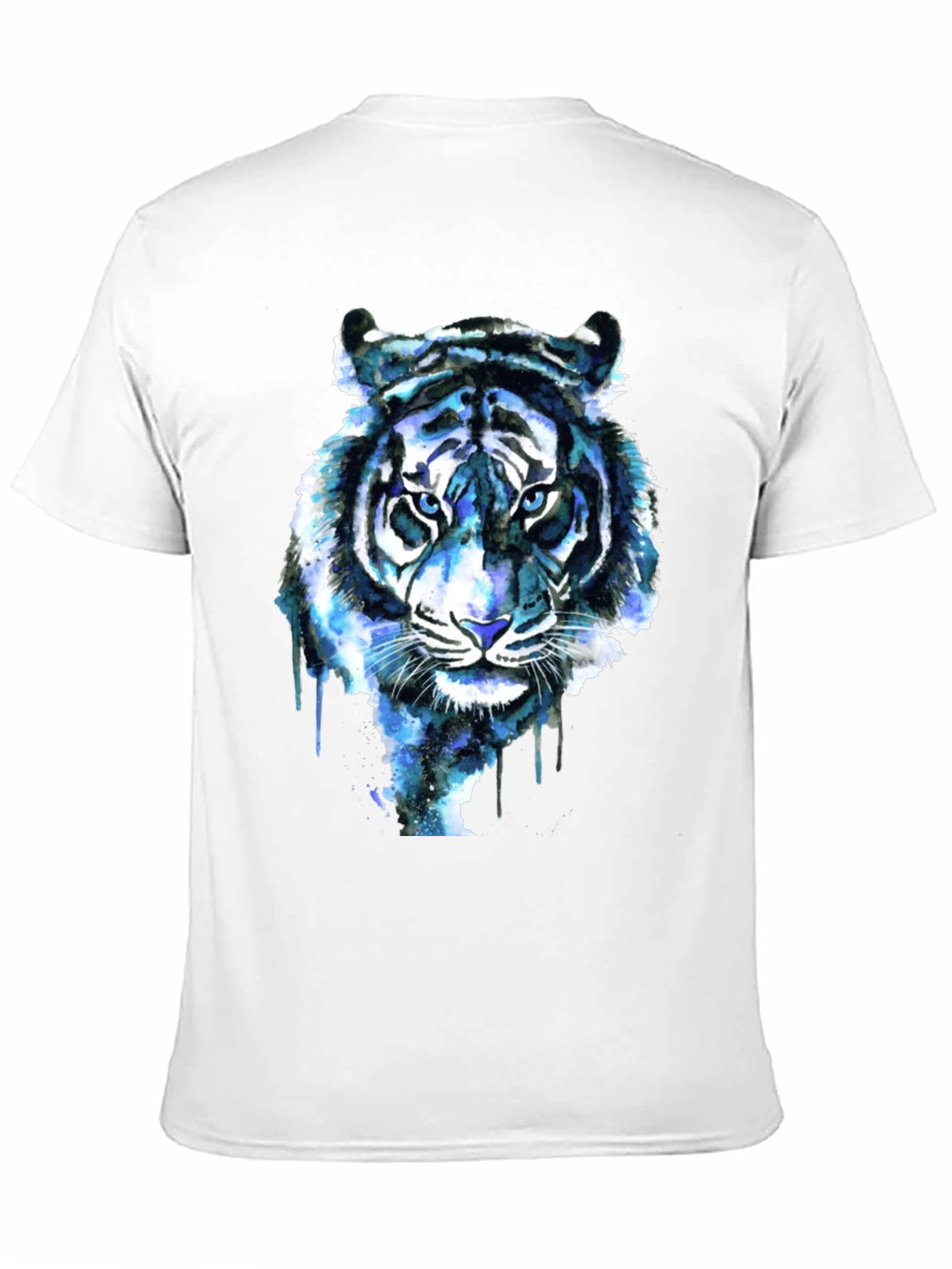 Black Blue Tiger Graphic Tee - Cool Watercolor Design view 11