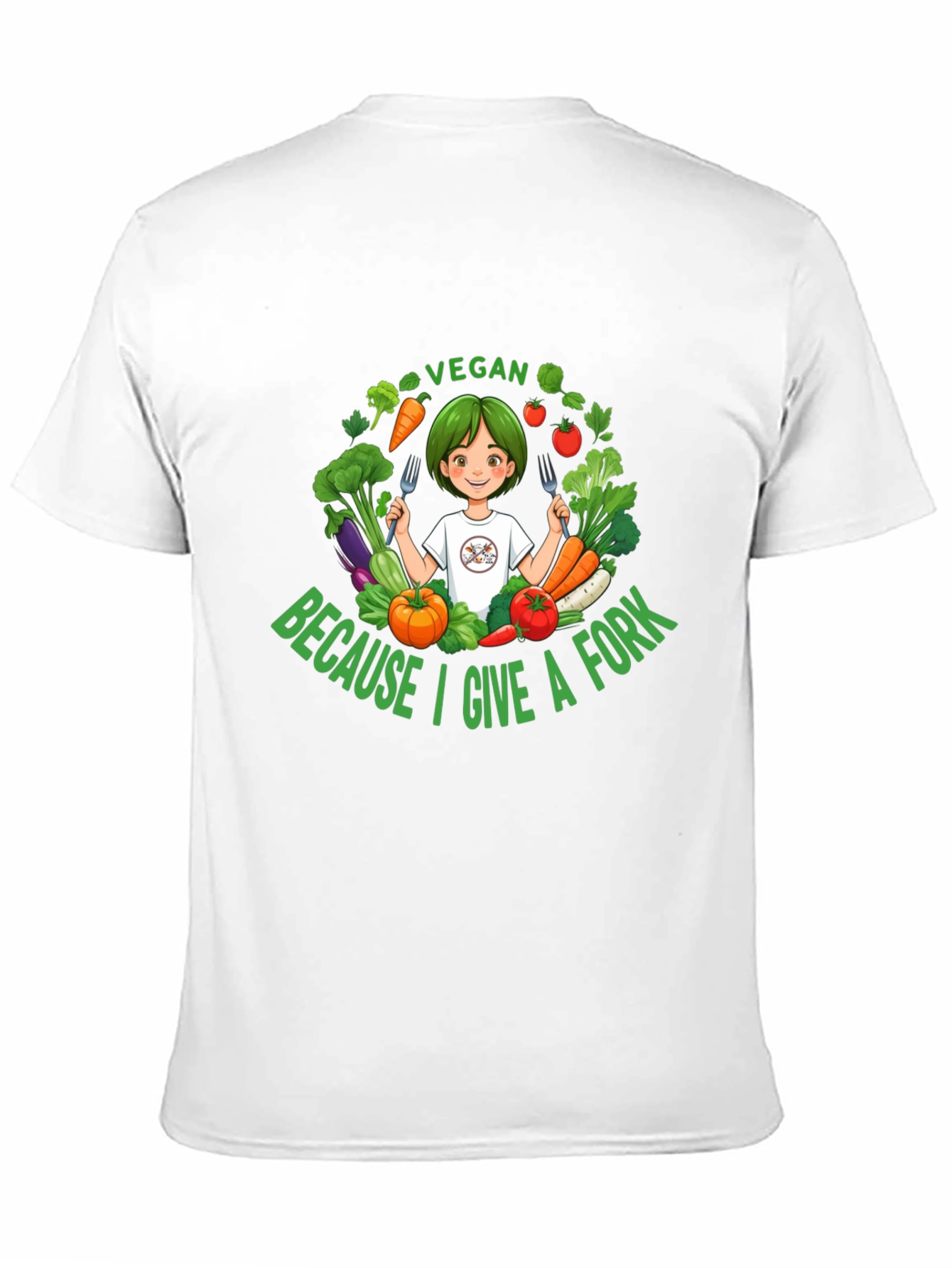 Black Vegan Give a Fork T-Shirt - Unisex Design view 11