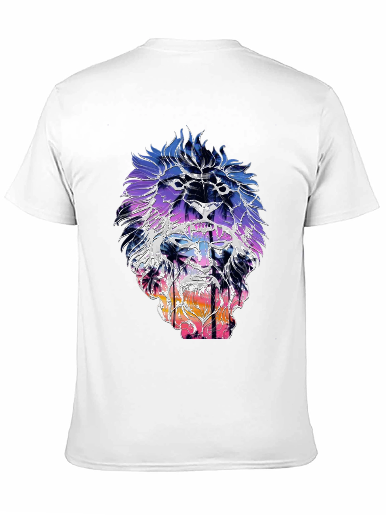 Black Lion Sunset Graphic Tee - Trendy Men's Black T-Shirt view 11