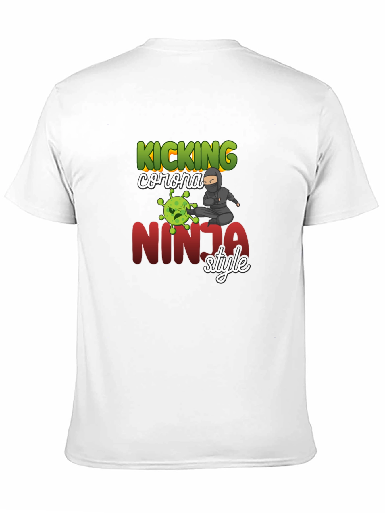 Black Kicking Corona Ninja Style T-Shirt view 11