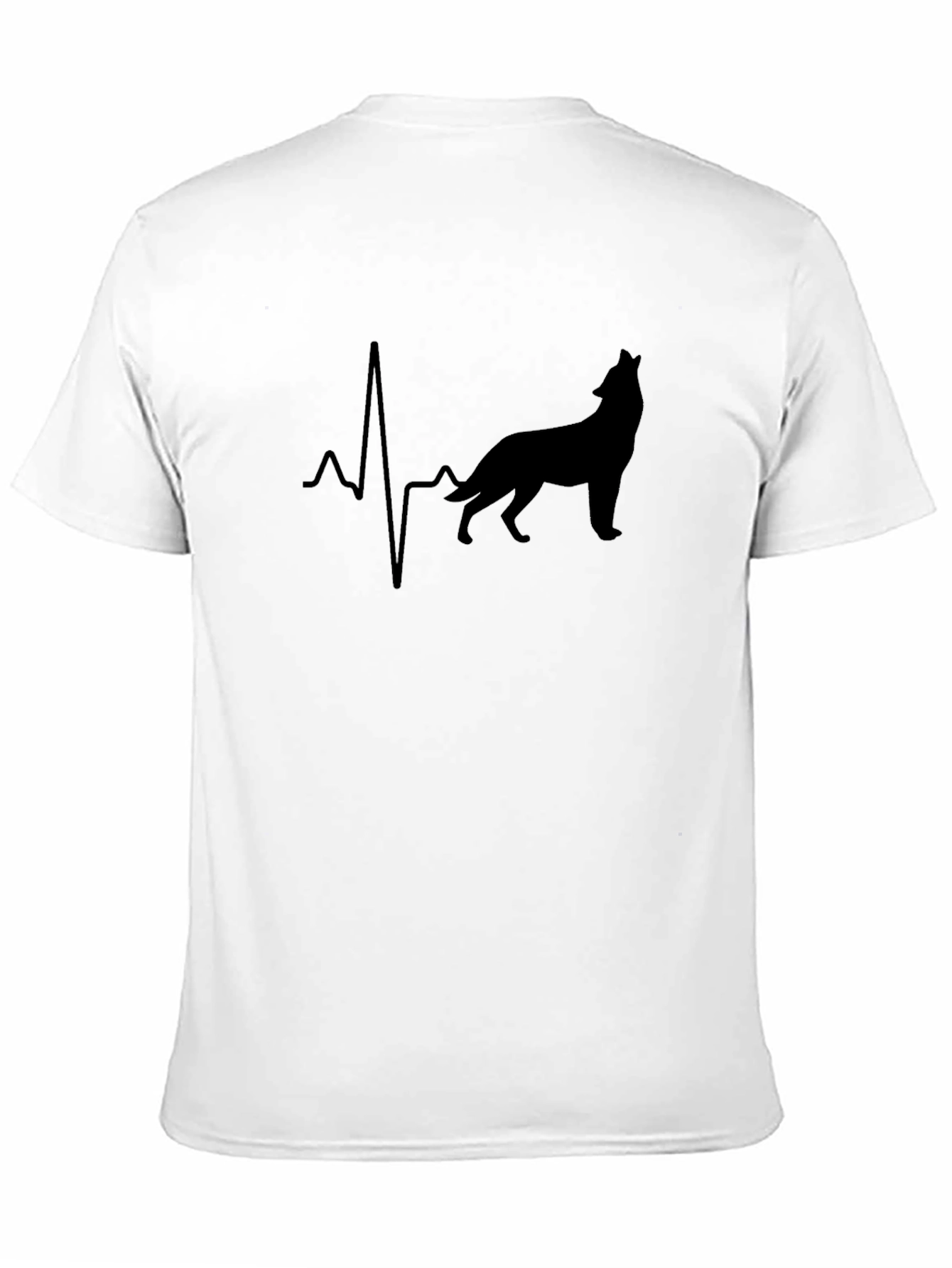 Black Wolf Heartbeat Graphic Tee - Men's Black T-Shirt view 11
