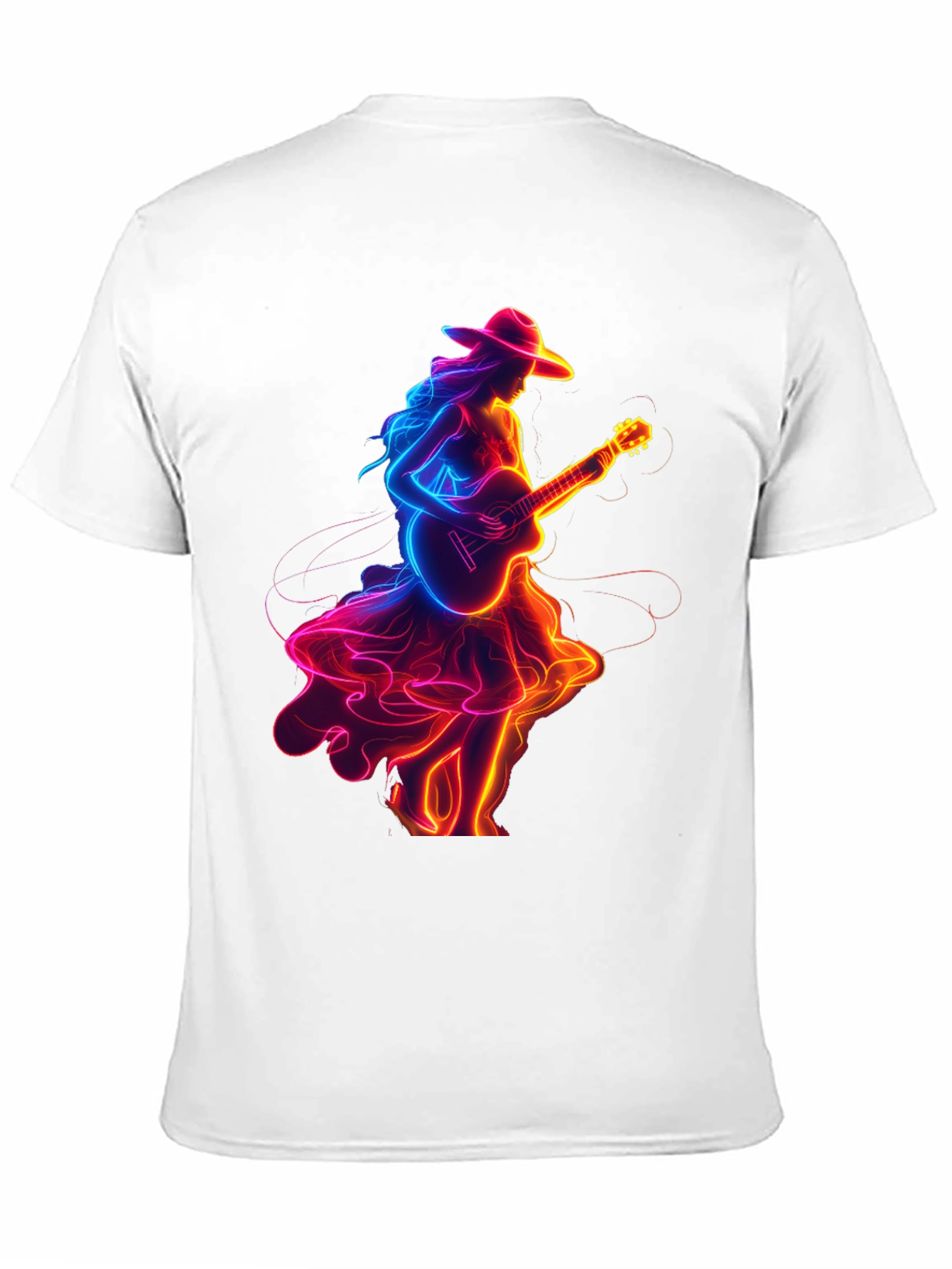 Black Neon Guitar Girl Graphic Tee view 11