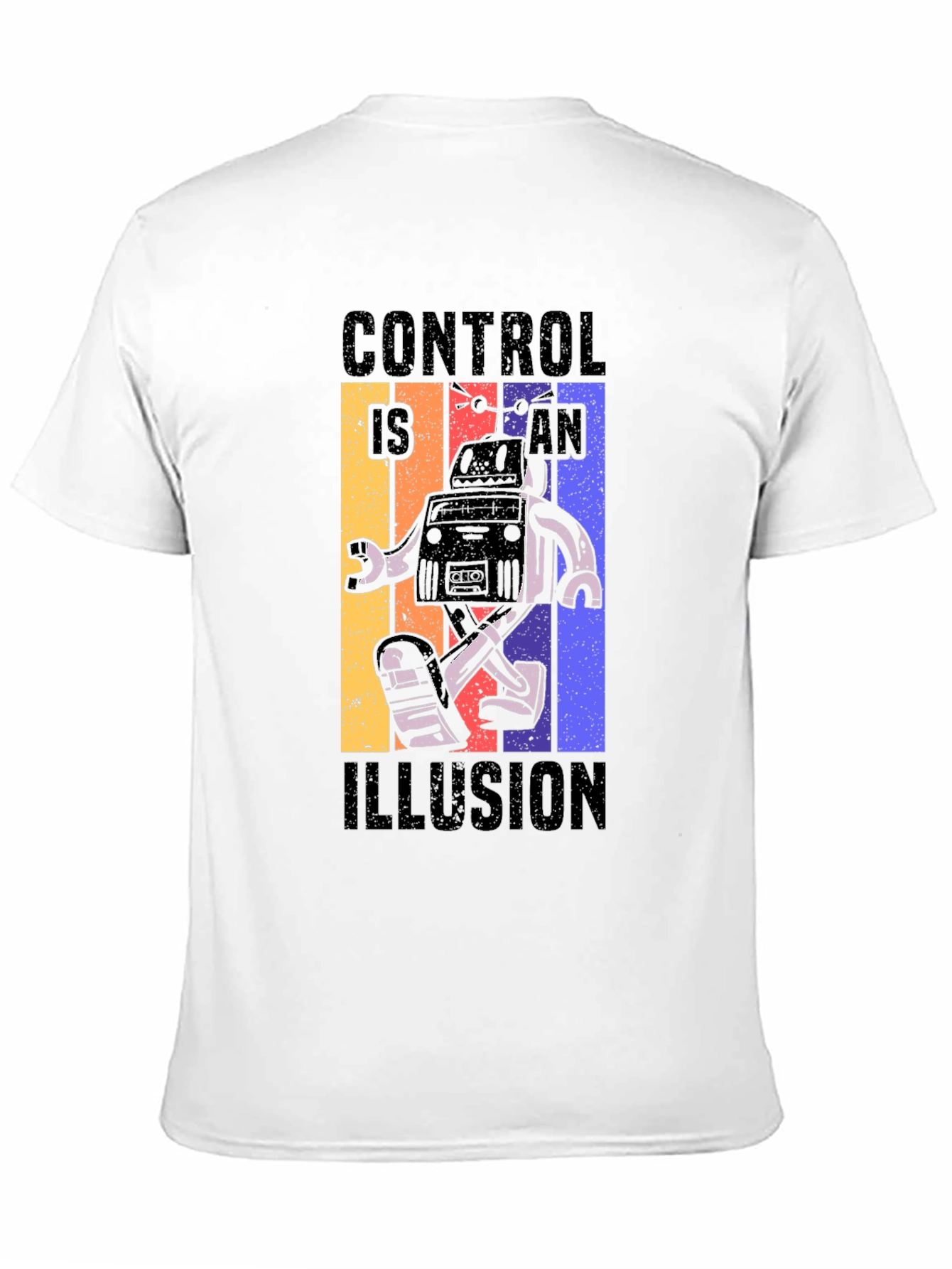Black Control is an Illusion Robot Graphic Tee view 11