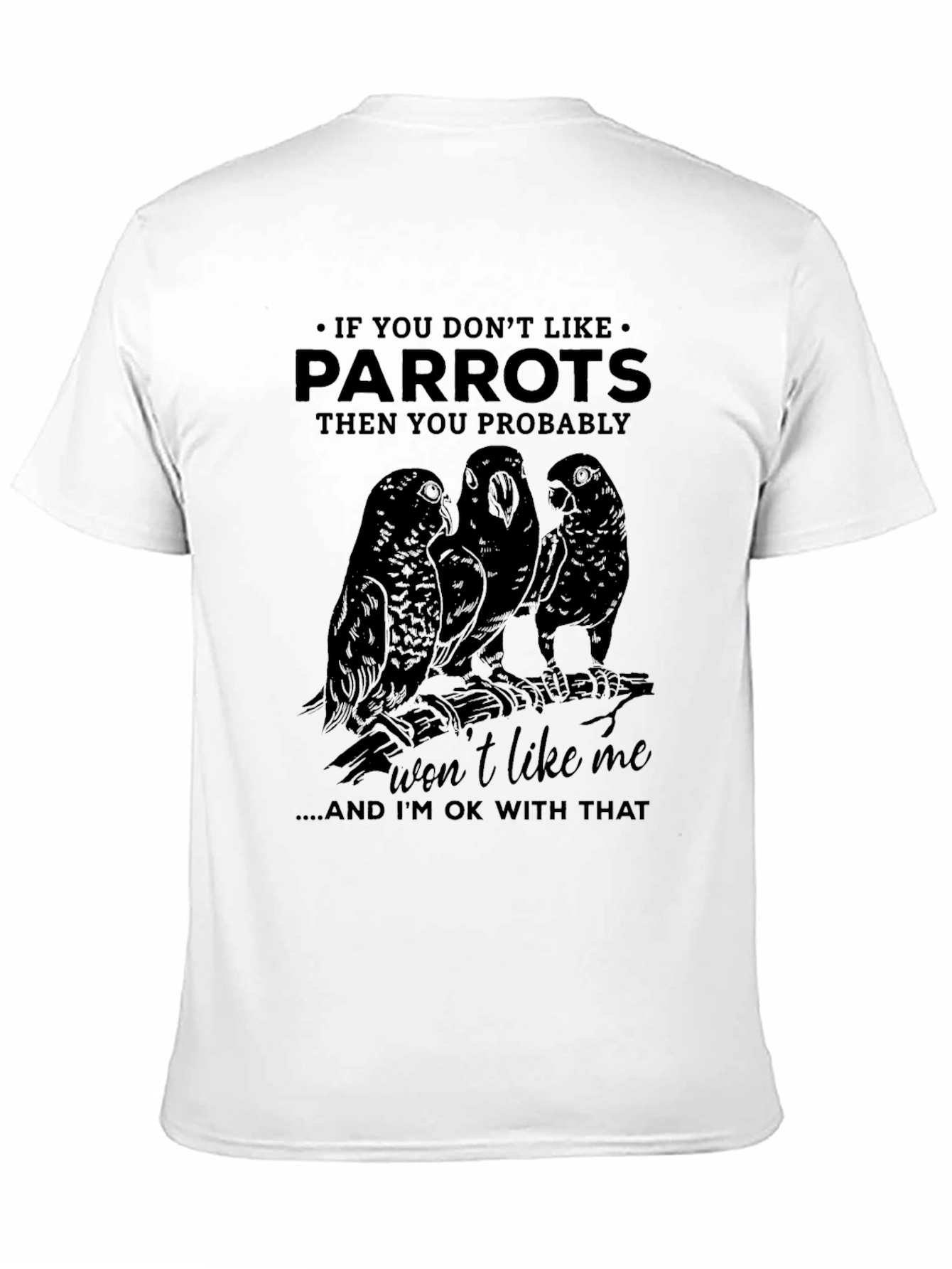 Black Parrot Graphic Print Crew Neck T-Shirt view 11