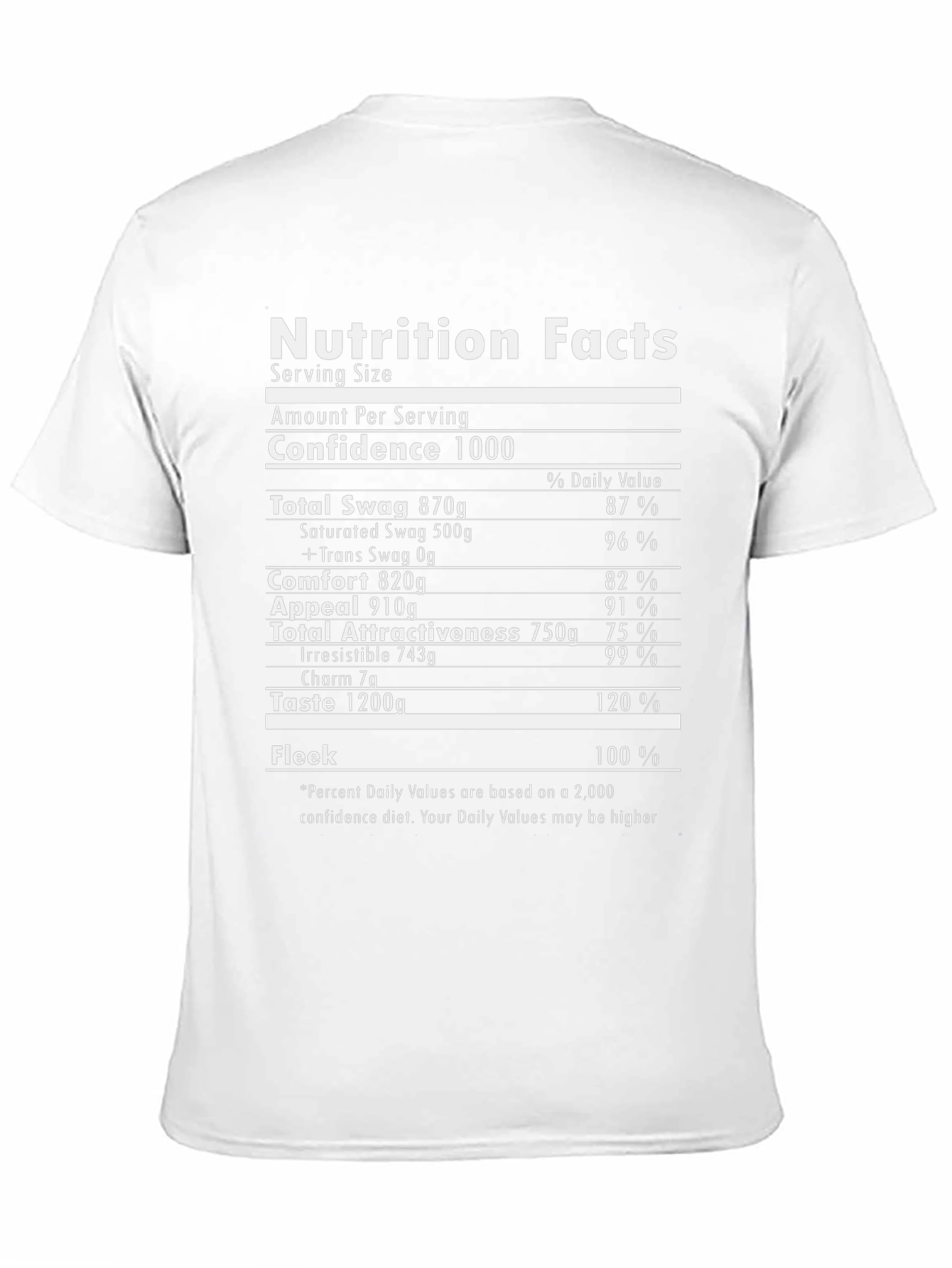 Black Nutrition Facts Funny T-Shirt - Confidence Booster view 11