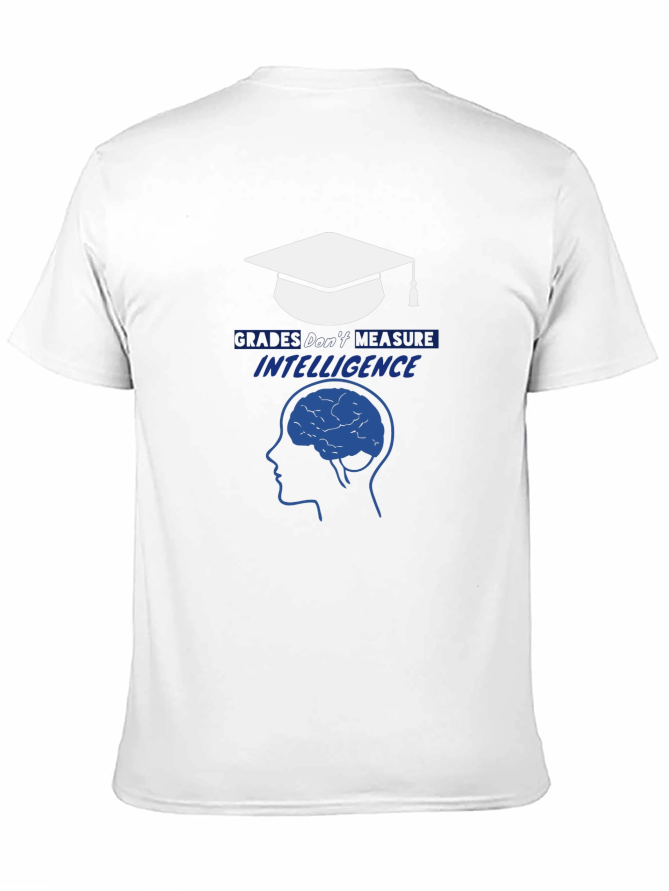 Black Intelligence T-Shirt - Graduation Cap & Brain Design view 11