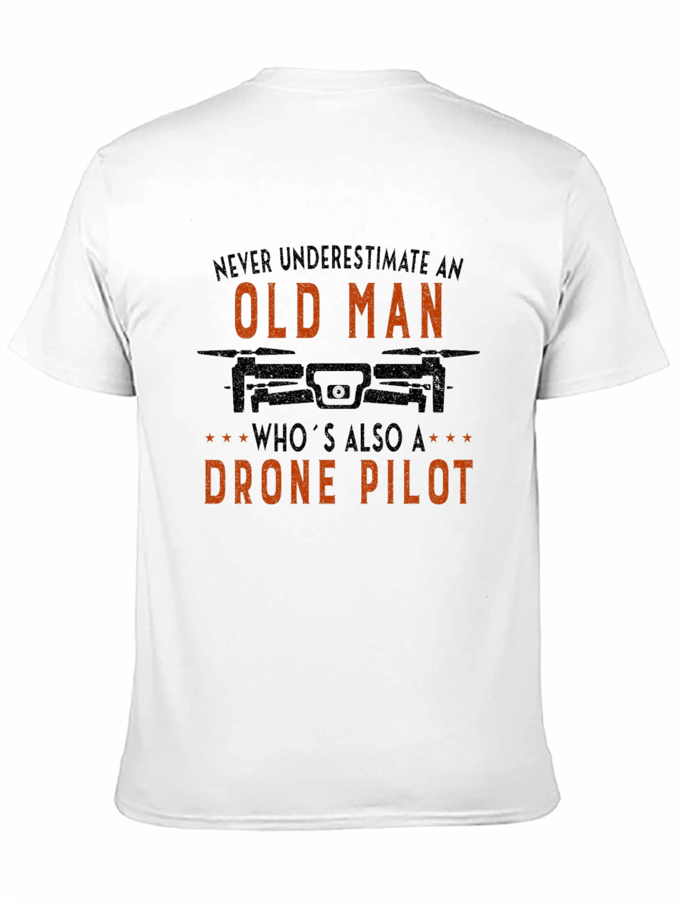 Black Old Man Drone Pilot Graphic Tee view 11