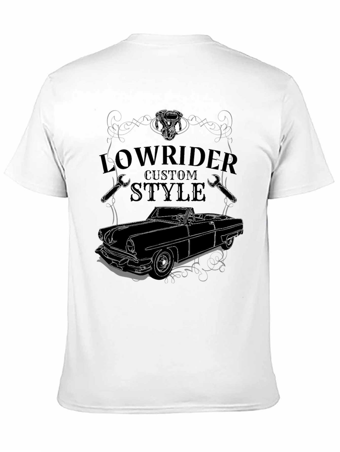 Black Lowrider Custom Style T-Shirt - Car Design view 11