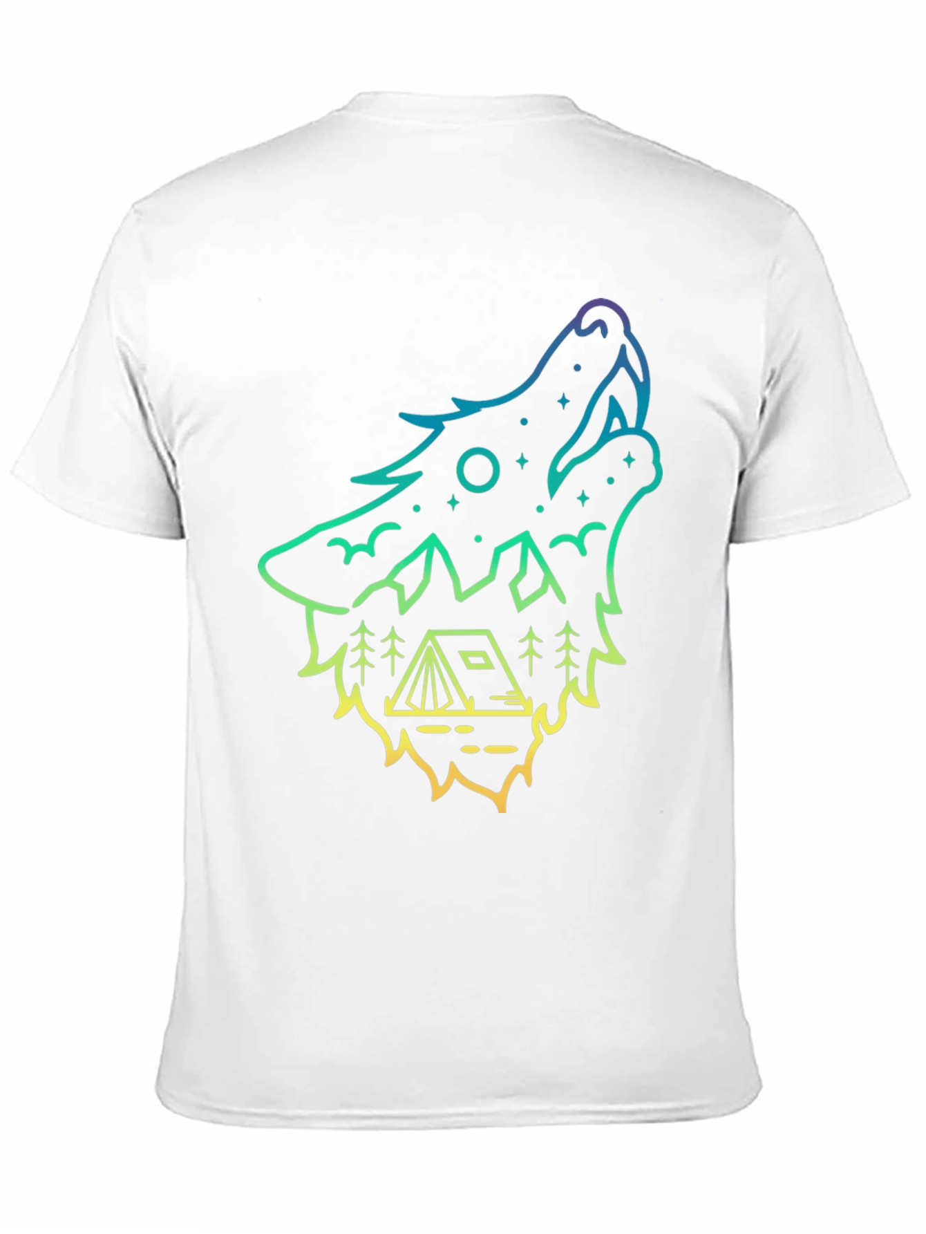 Black Wolf Howl Camping Tee - Gradient Outline Design view 11