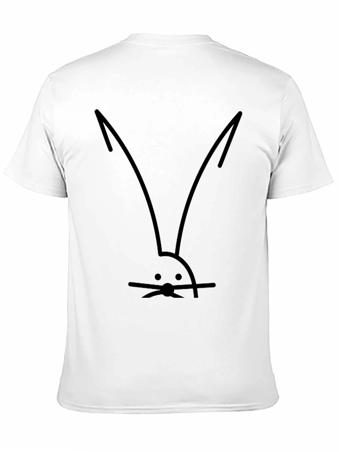Black Minimalist Rabbit Tee - Black Cotton Blend Casual Shirt view 11