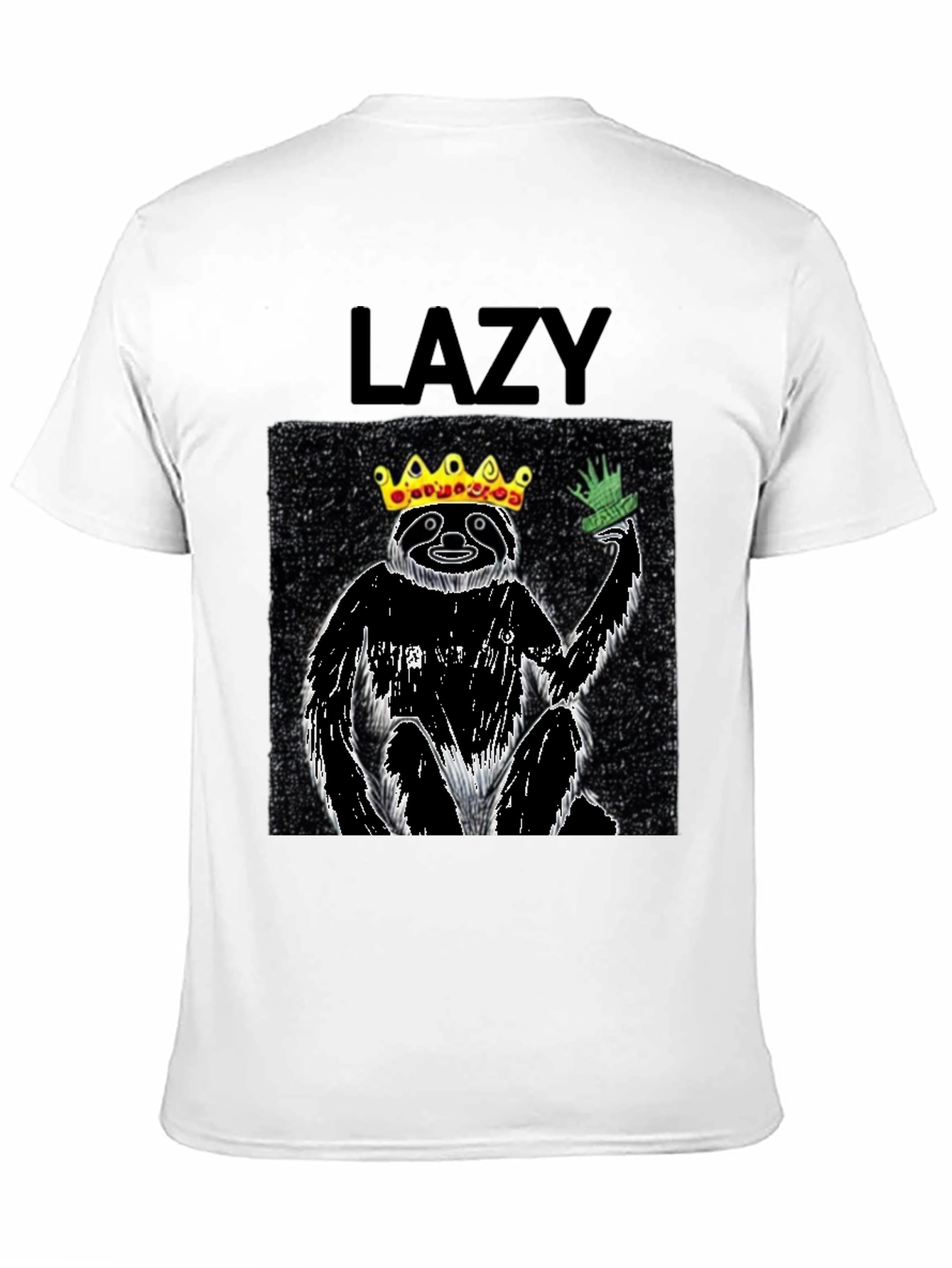 Black Lazy King Sloth Graphic Tee - Black Cotton T-Shirt view 11