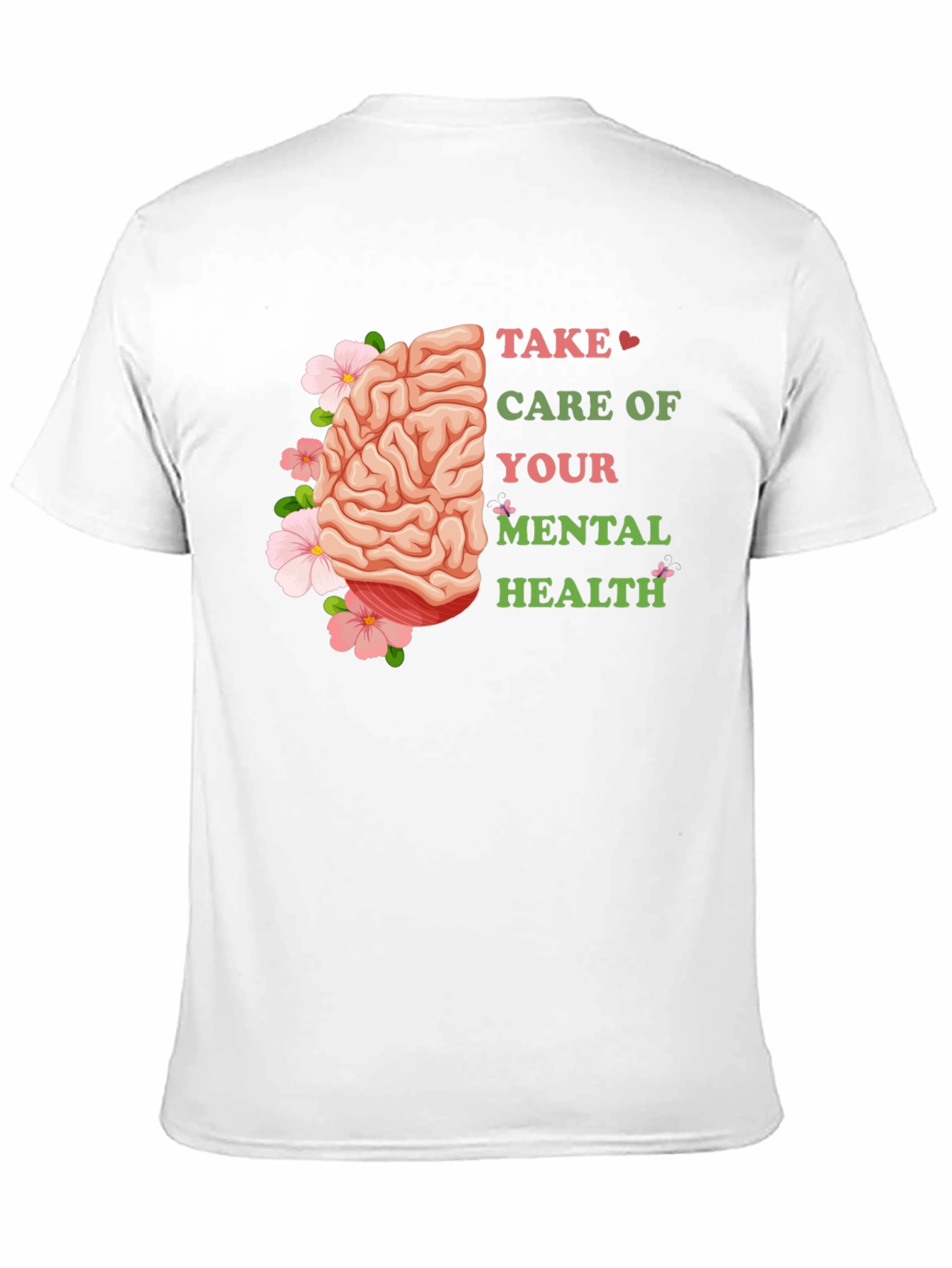 Black Mental Health Awareness T-Shirt: Floral Brain Design view 11