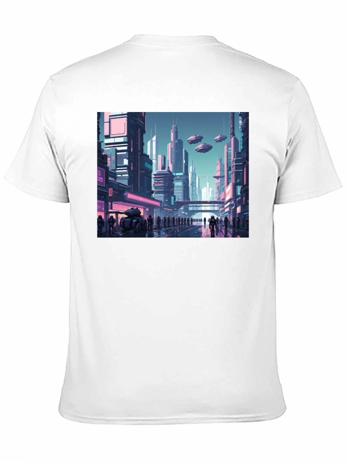 Black Sci-Fi Cityscape Graphic Tee view 11