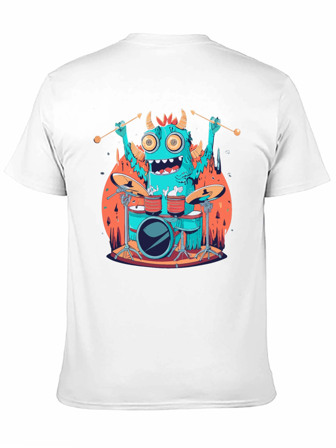 Black Monster Drummer Graphic Tee - Black Cotton T-Shirt view 11