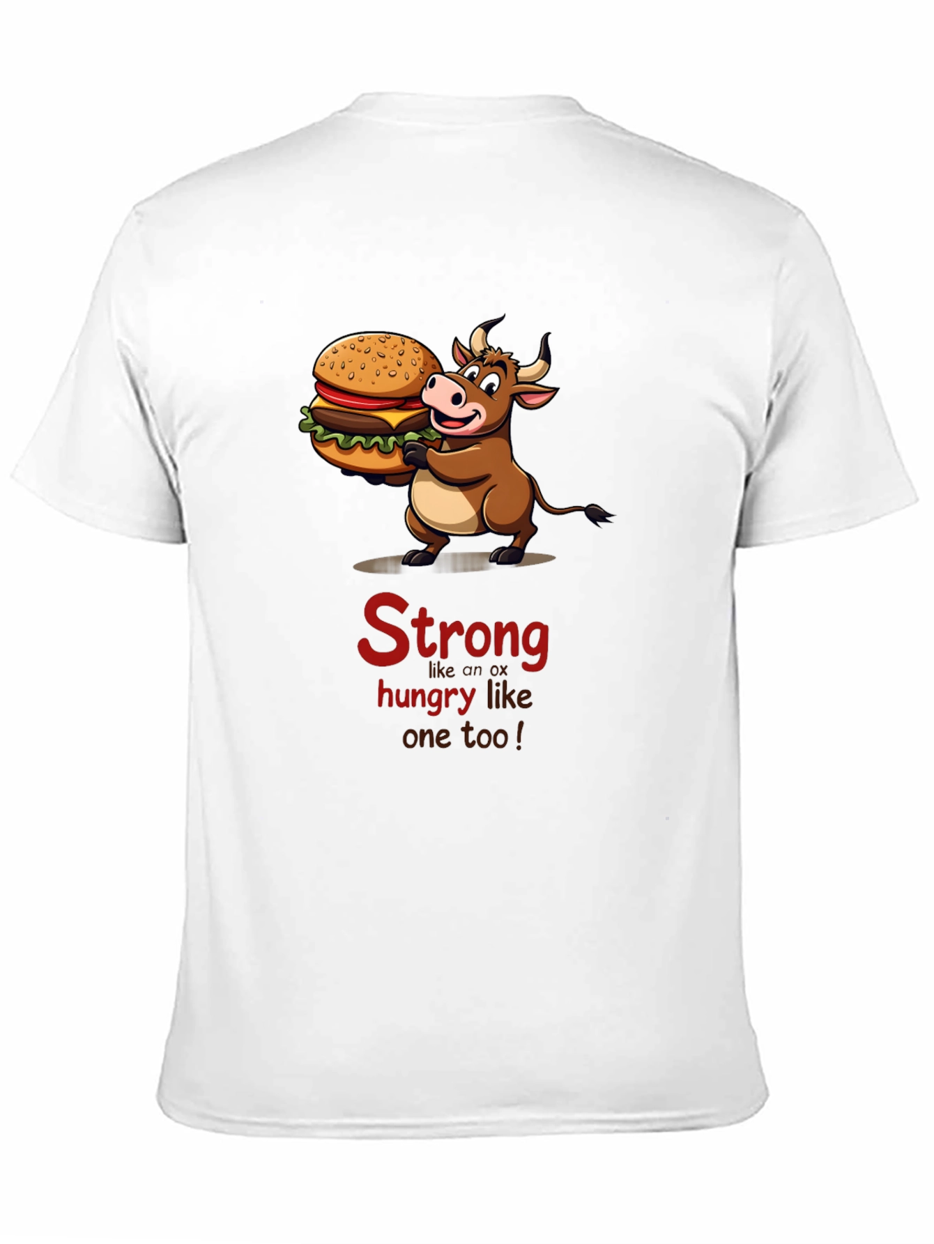 Black Strong Hungry Bull Burger T-Shirt view 11