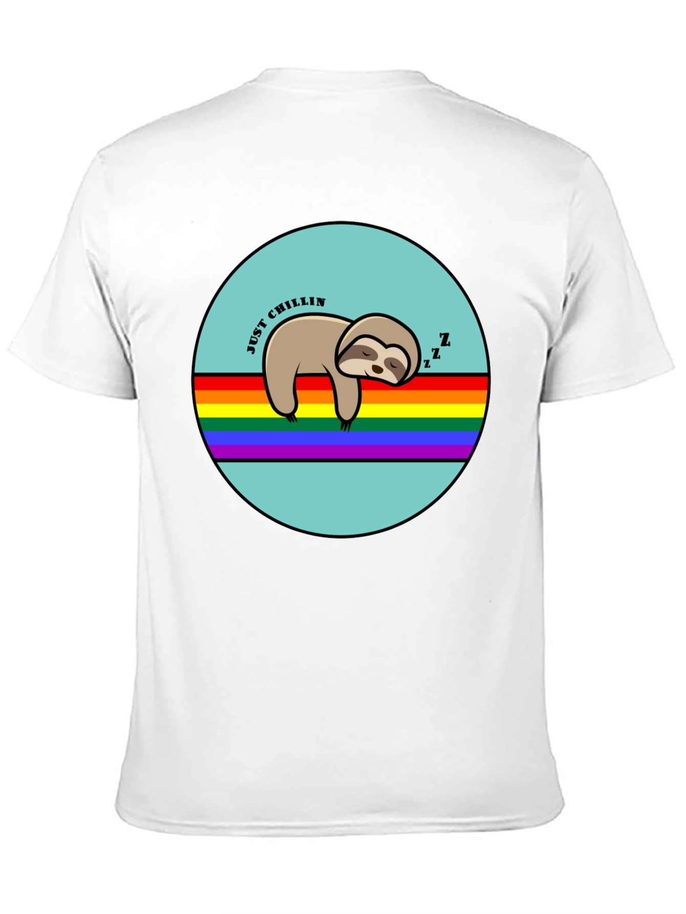 Black Just Chillin' Sloth Graphic T-Shirt - Rainbow LGBT Pride view 11