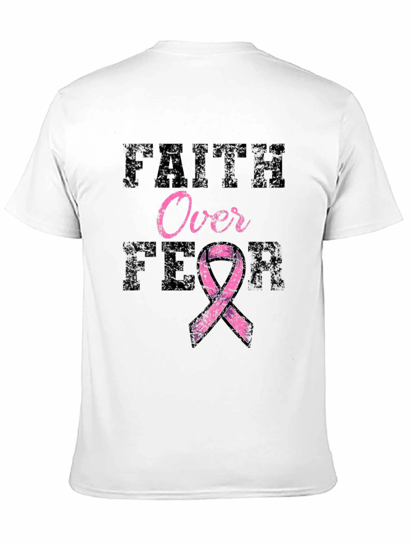 Black Faith Over Fear Breast Cancer Awareness T-Shirt view 11