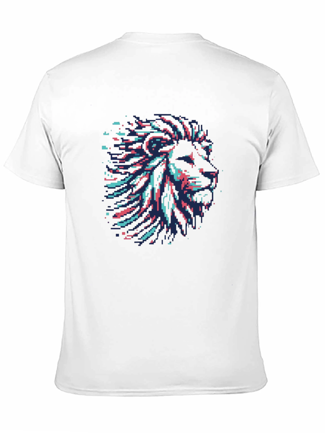 Black Pixel Art Lion Head Graphic Black T-Shirt view 11