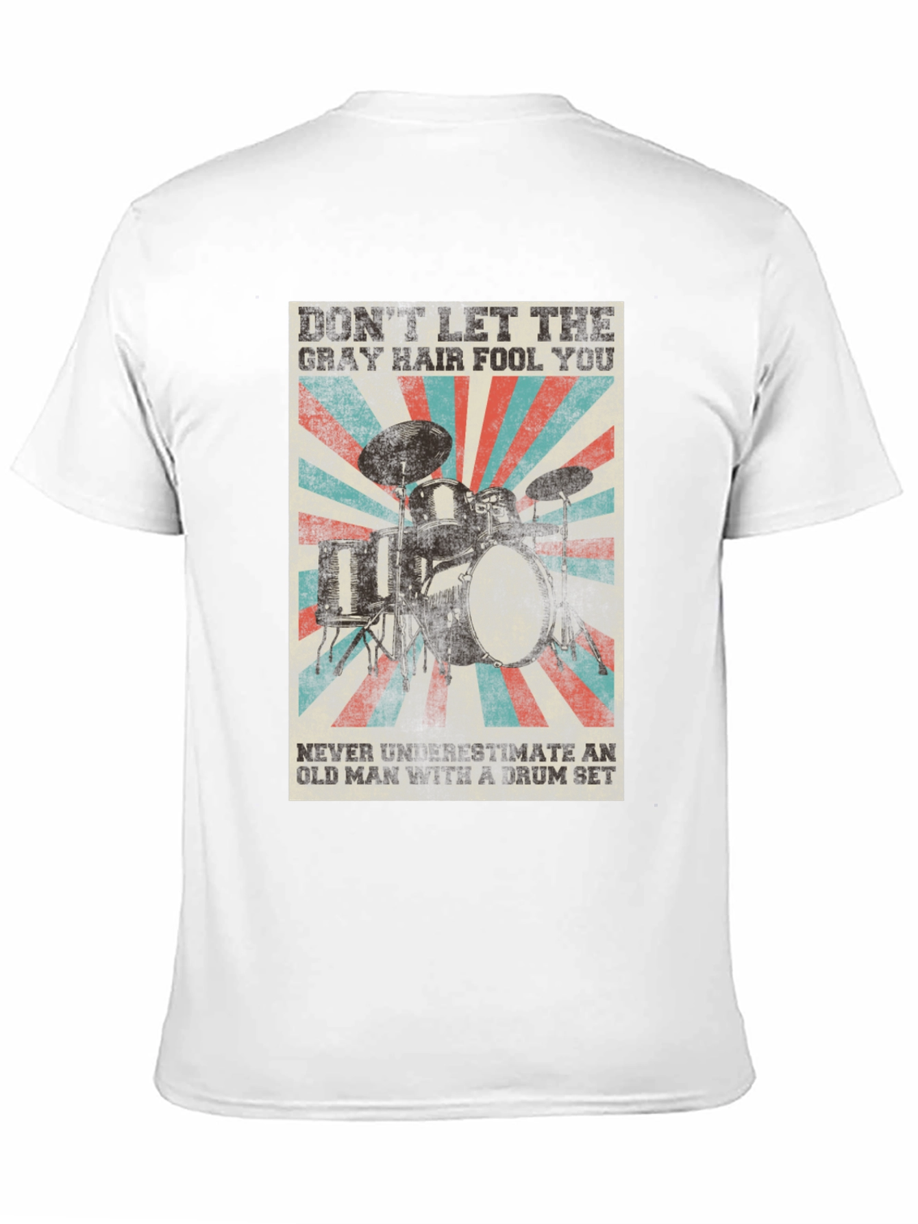 Black Drummer T-Shirt: Gray Hair, Drum Set view 11