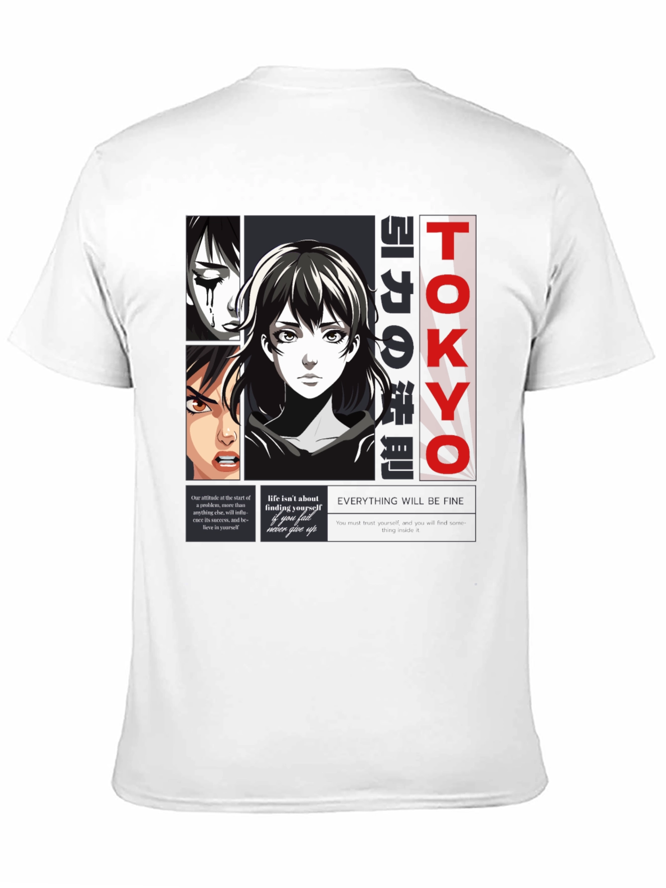 Black Anime Graphic Print T-Shirt - Tokyo Style view 11