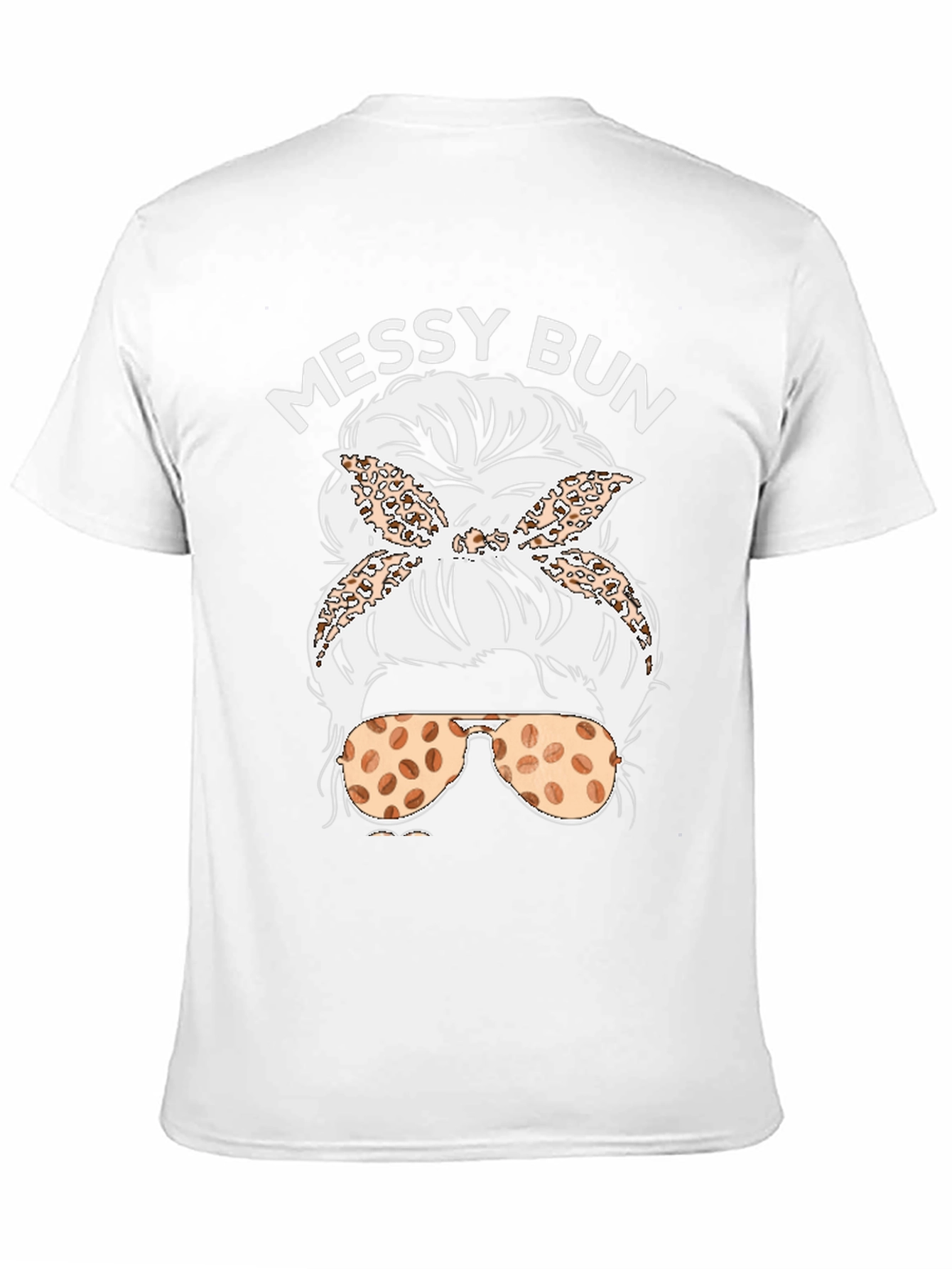 Black Messy Bun Coffee Bean Sunglasses T-Shirt view 11