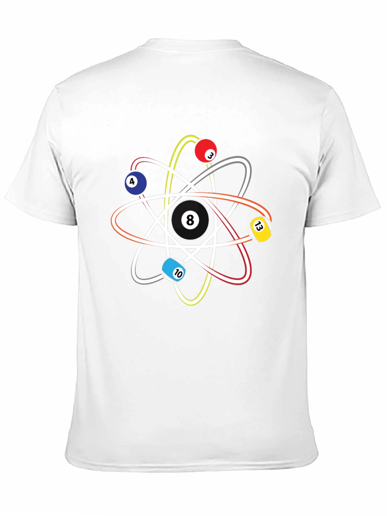Black Pool Ball Atom T-Shirt - Physics & Billiards Style view 11