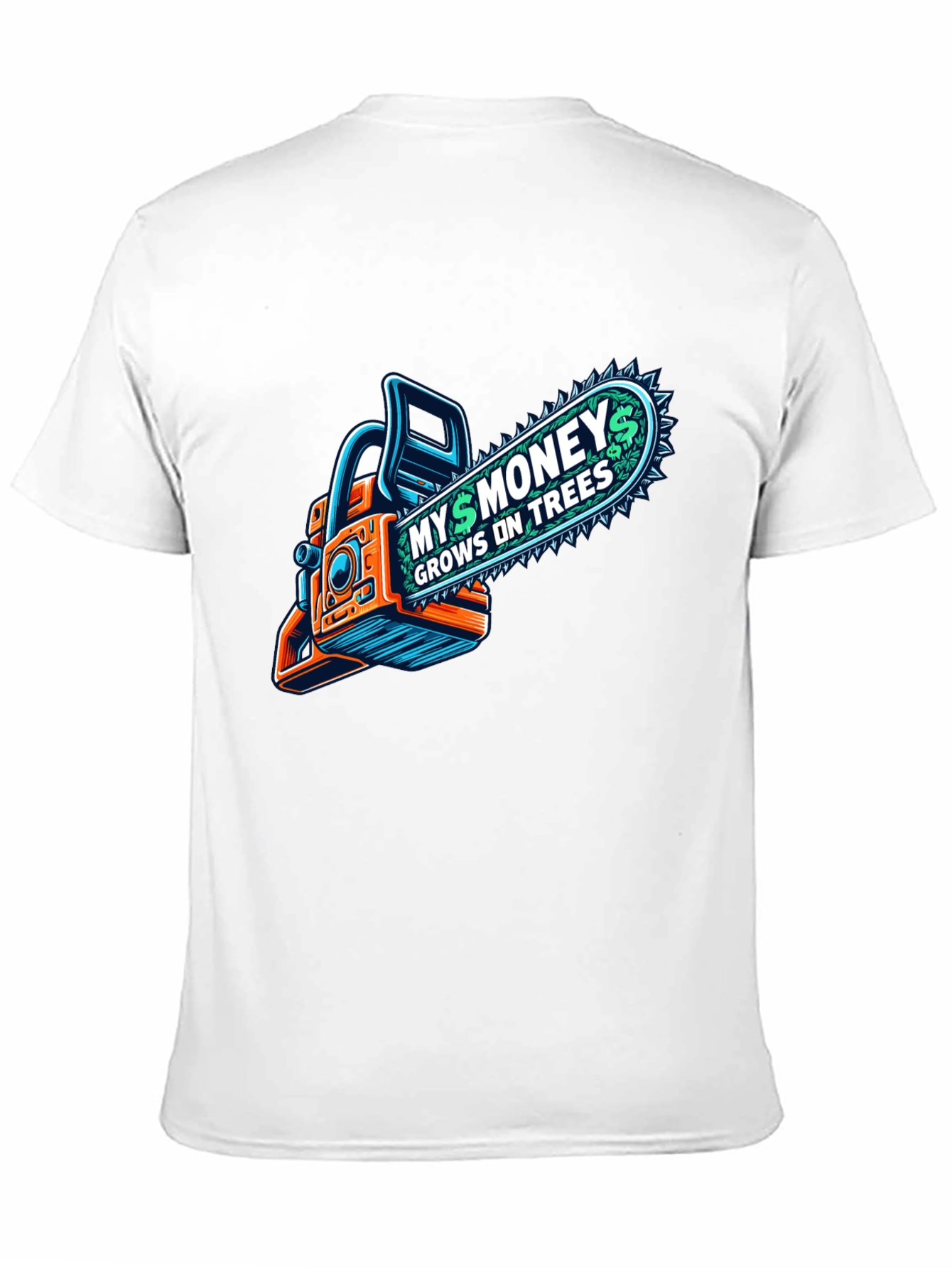 Black Money Grows on Trees Chainsaw T-Shirt view 11