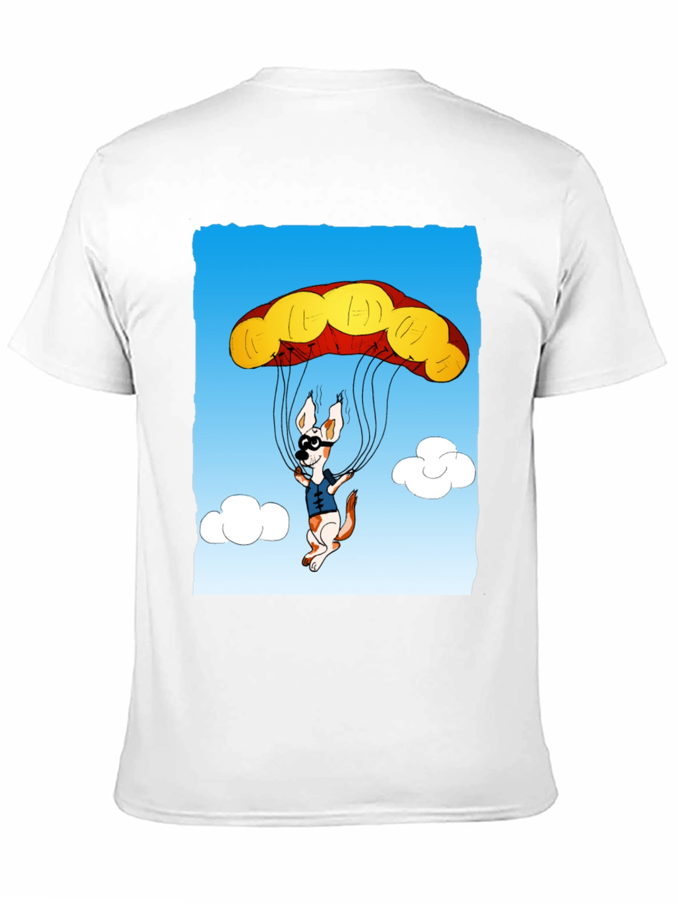Black Parachuting Dog Graphic Tee - Black Cotton T-Shirt view 11
