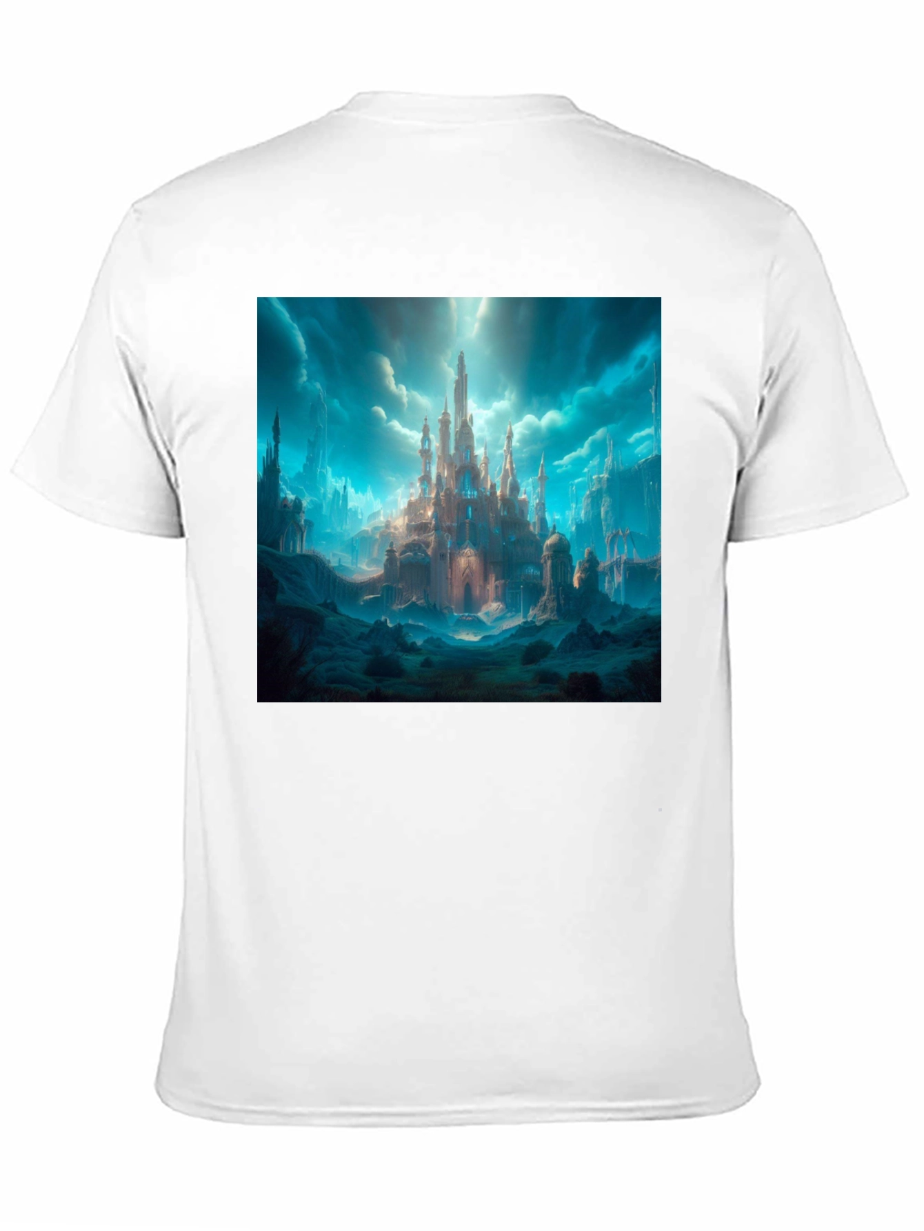 Black Fantasy Castle Graphic Tee - Premium Cotton Blend Shirt view 11