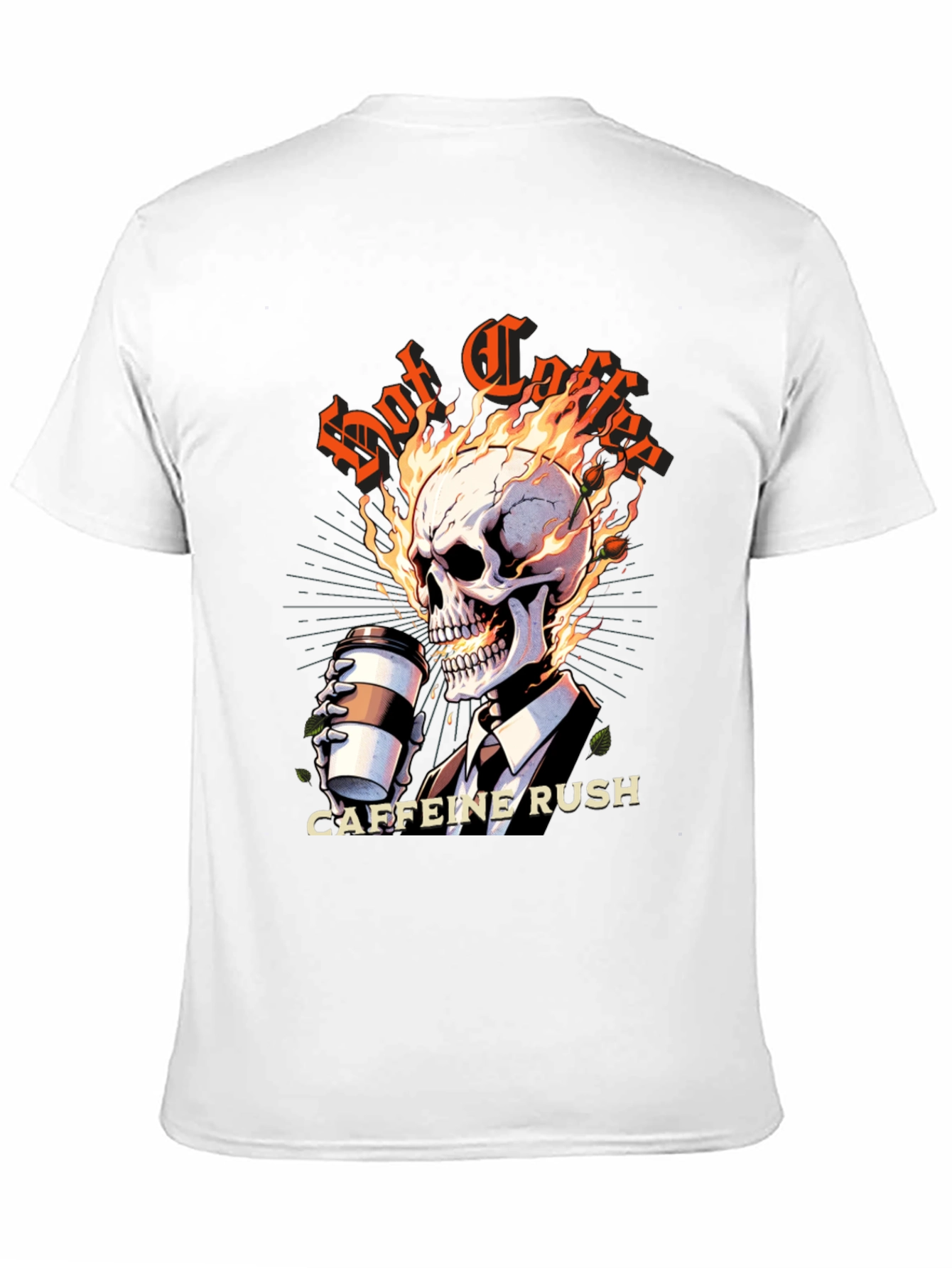 Black Hot Coffee Caffeine Rush Graphic T-Shirt view 11