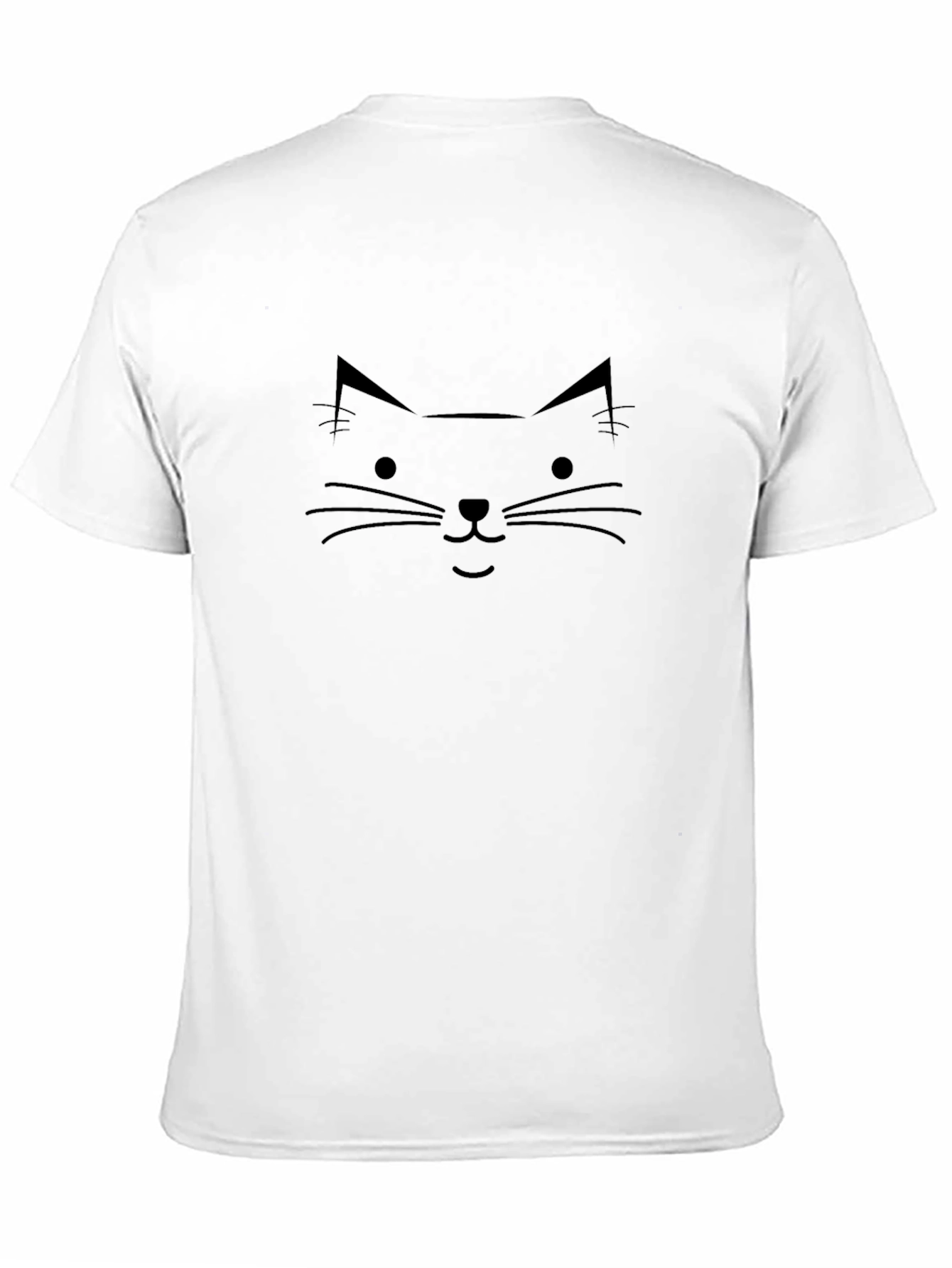 Black Minimalist Cat Face Graphic Tee - Black Cotton T-Shirt view 11