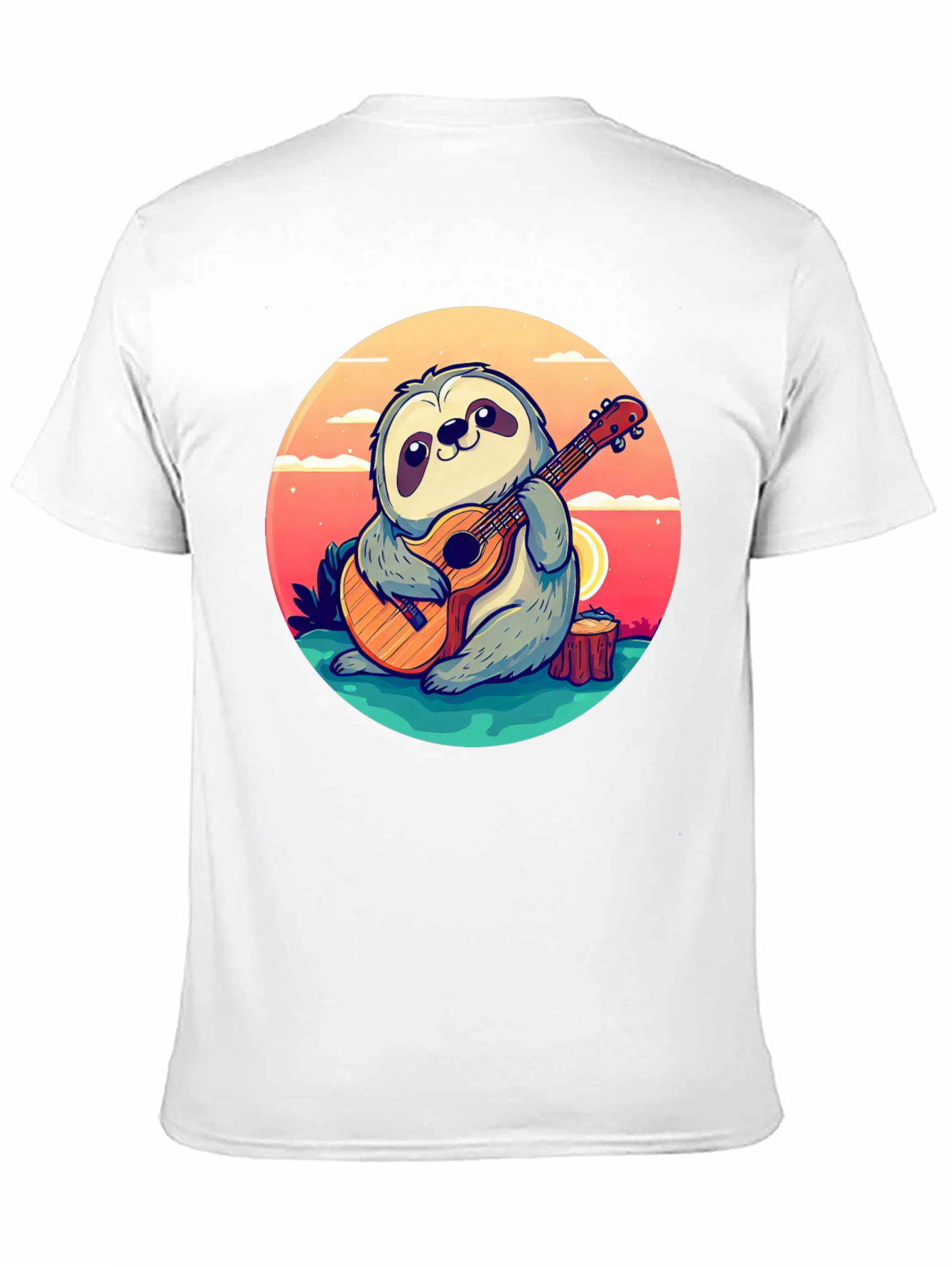 Black Sloth Guitarist Graphic Tee - Black Cotton Blend Shirt view 11