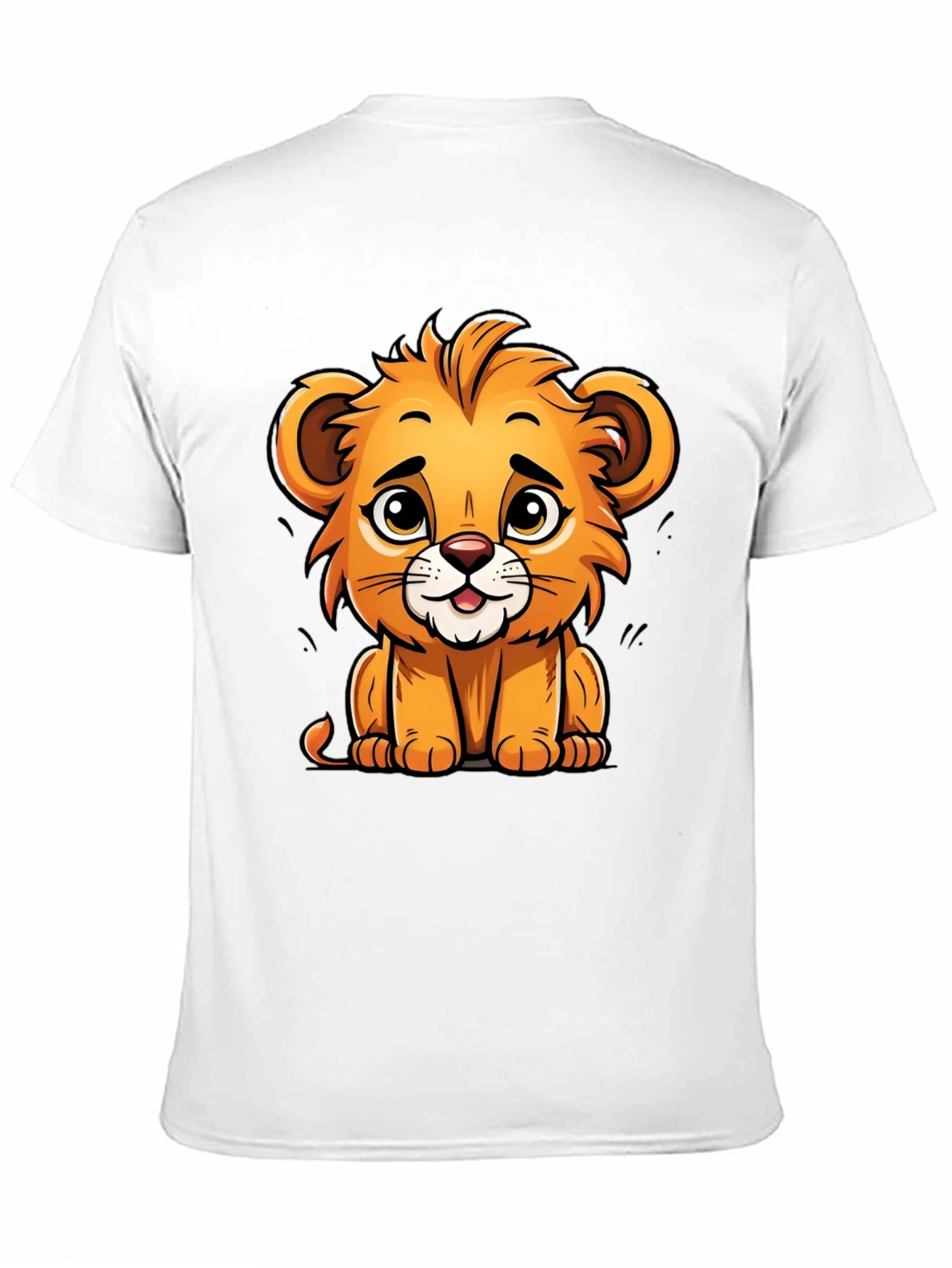 Black Cute Lion Cartoon T-Shirt - Soft Cotton Tee view 11