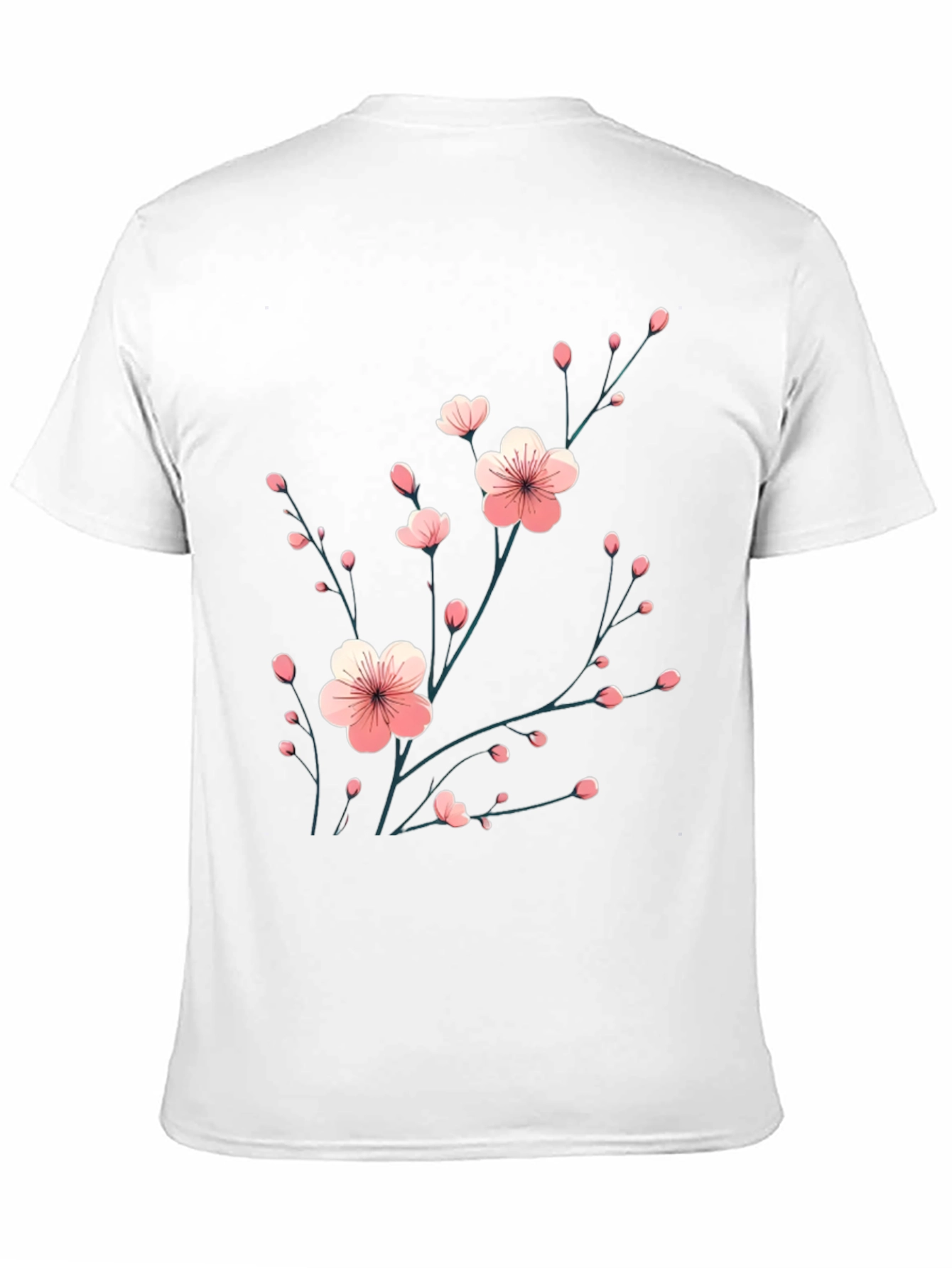 Black Black T-Shirt with Floral Cherry Blossom Design view 11