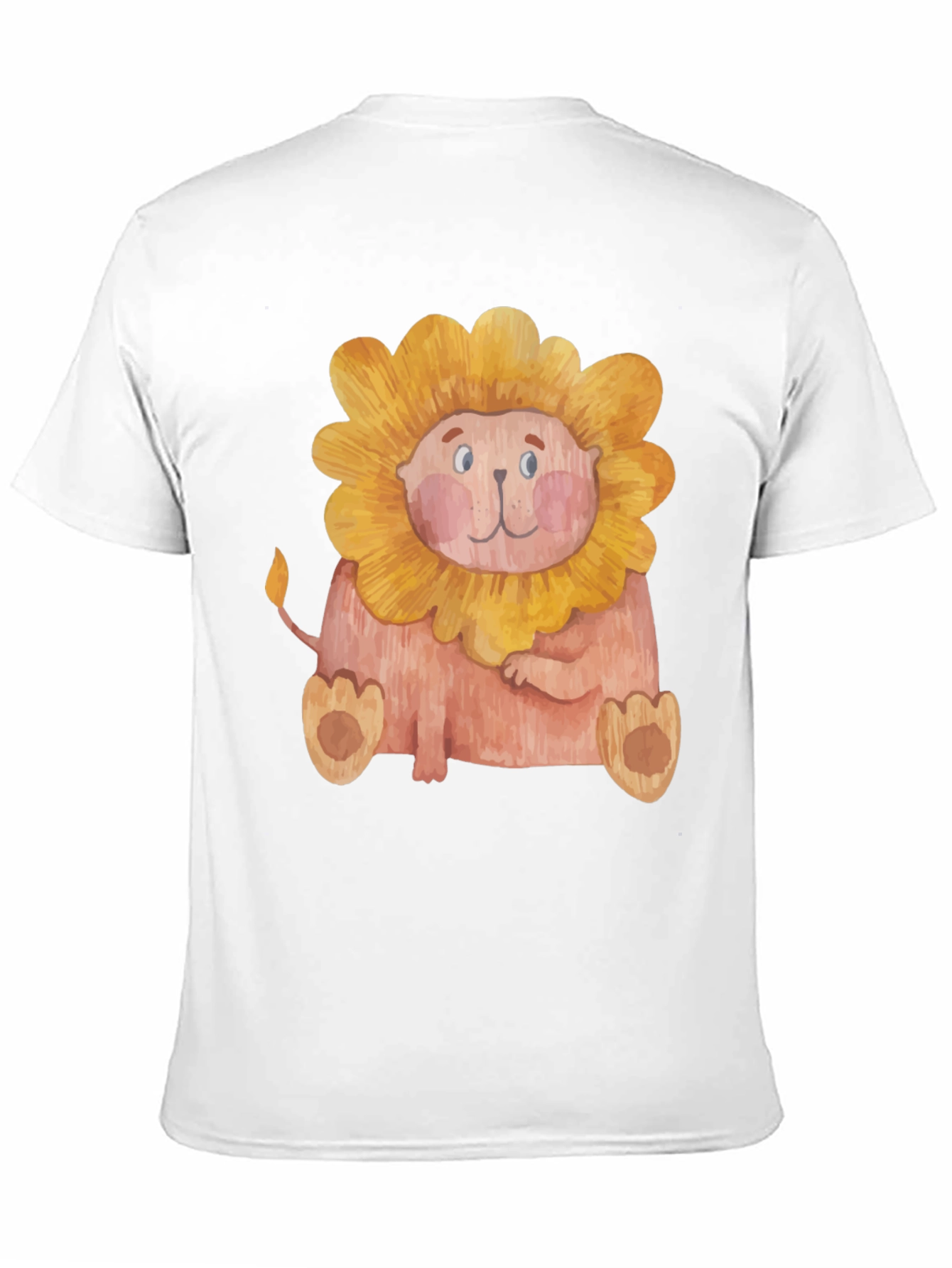 Black Cute Lion Graphic Print Men's Black T-Shirt view 11