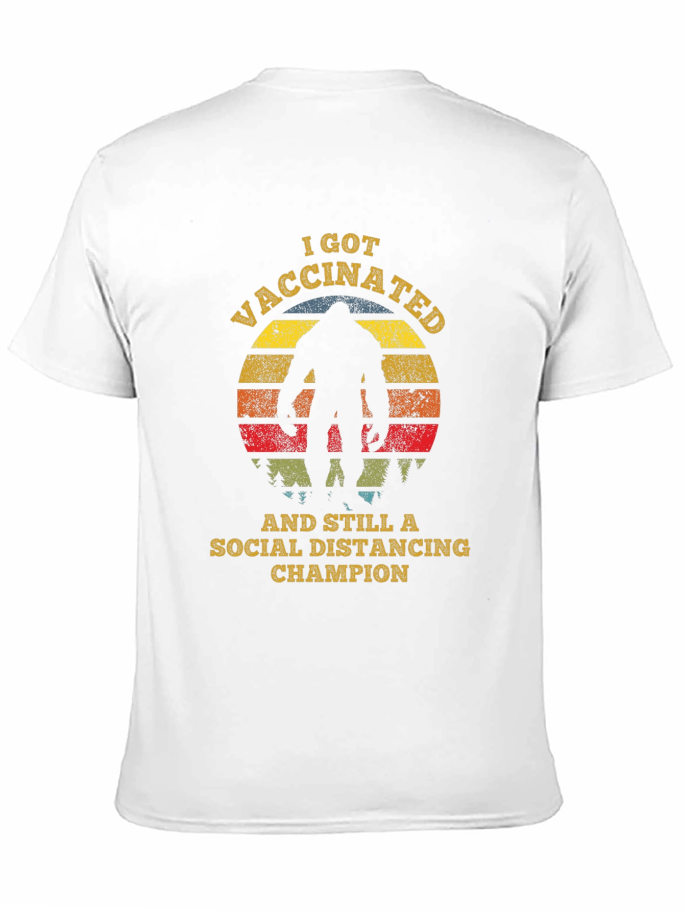 Black Vaccinated Social Distancing Champion Bigfoot T-Shirt view 11