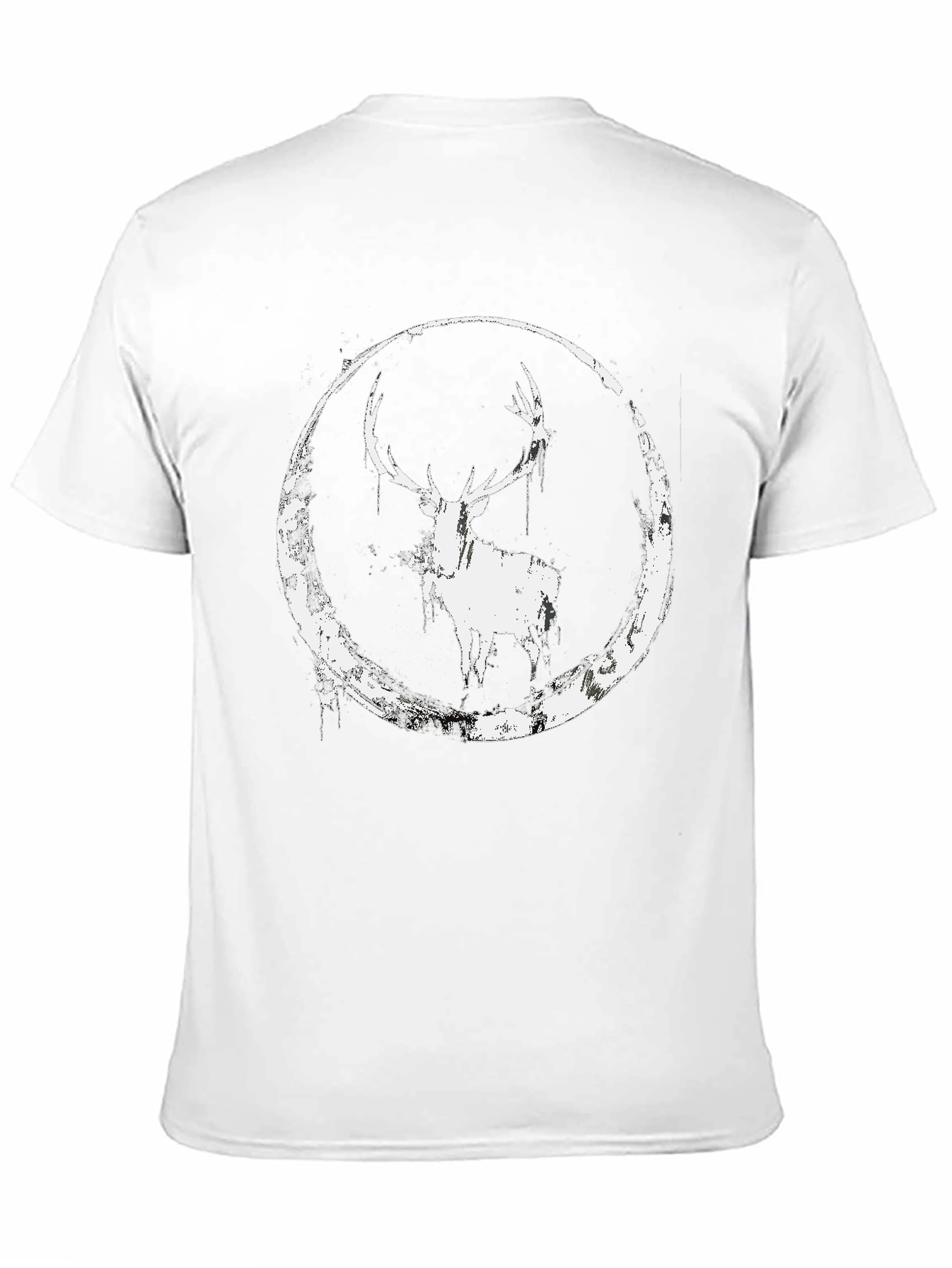 Black Deer Circle Graphic Black T-Shirt view 11