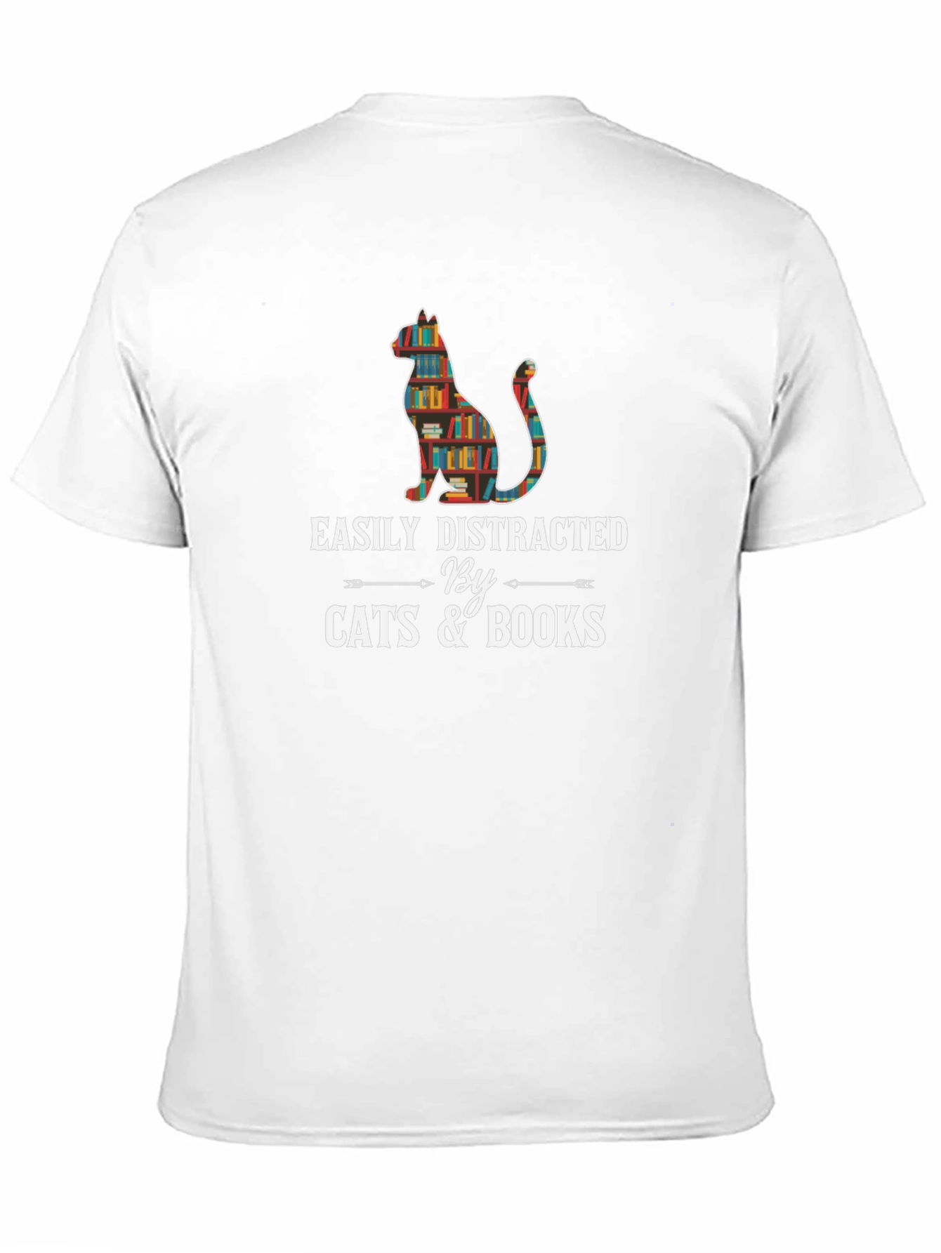 Black Easily Distracted By Cats & Books T-Shirt view 11