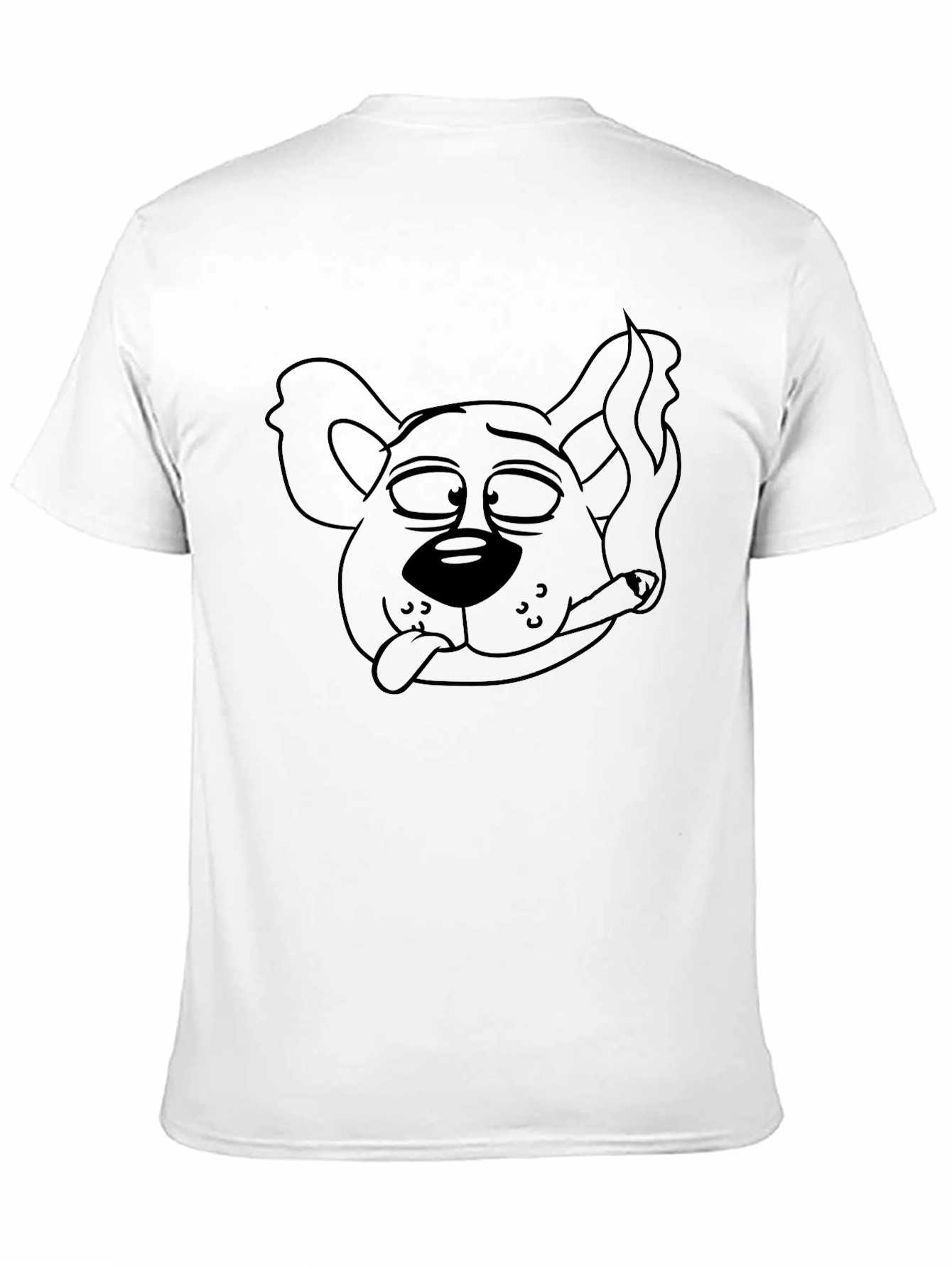 Black Cartoon Dog Smoking Black T-Shirt view 11