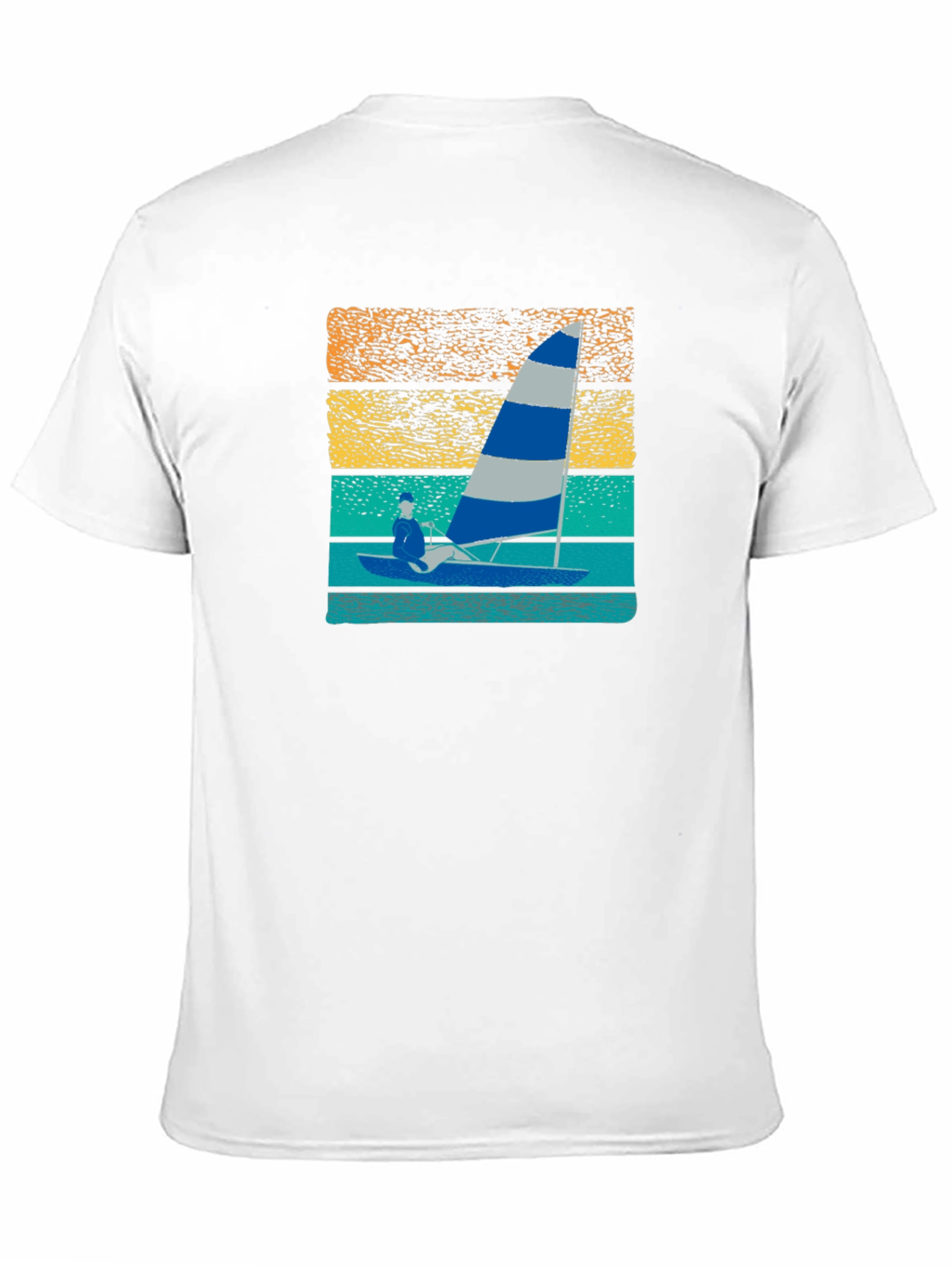 Black Sailing T-Shirt with Retro Sunset Design view 11